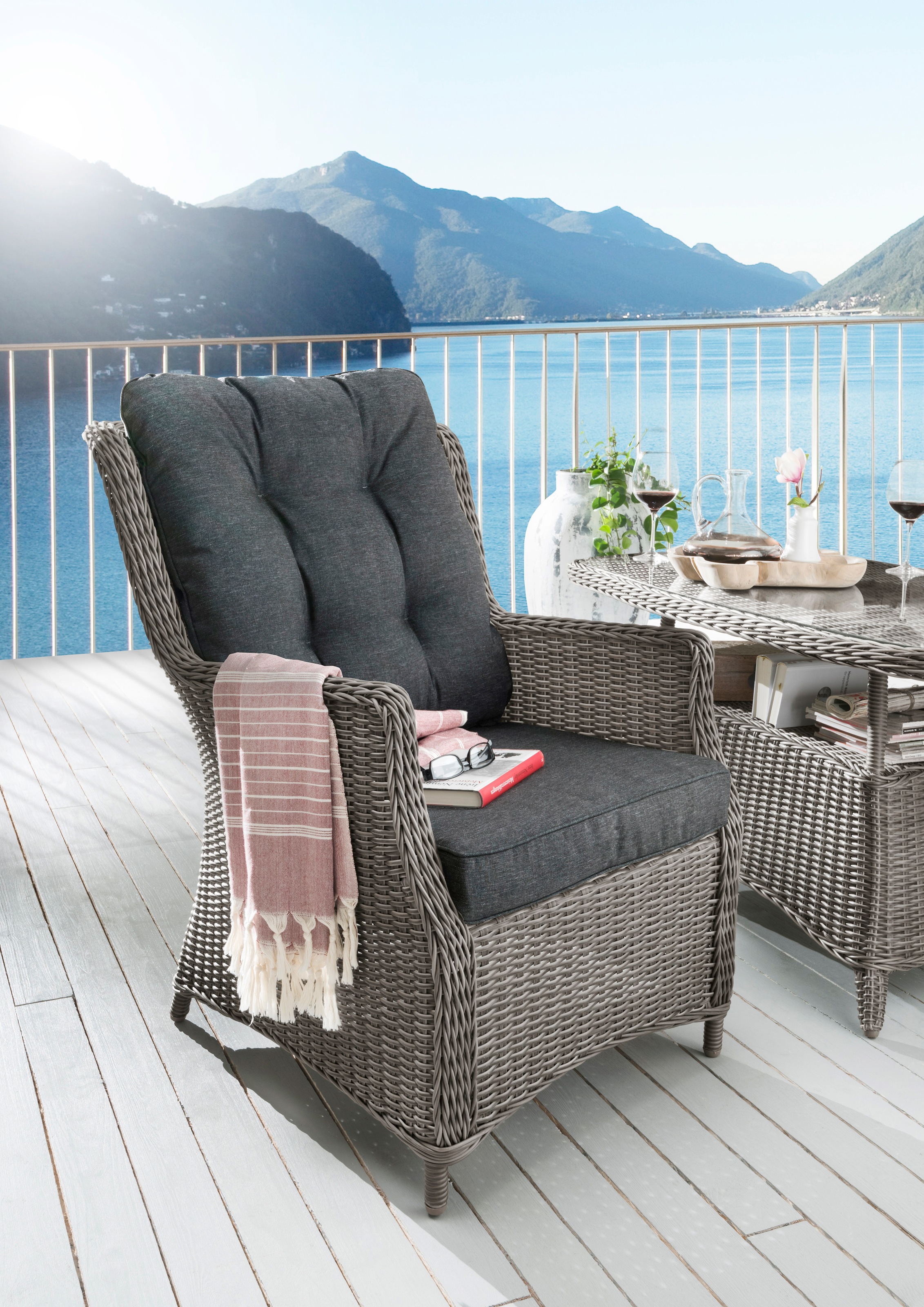 Destiny Gartensessel »Casa«, Polyrattan, inkl. Auflage, grau