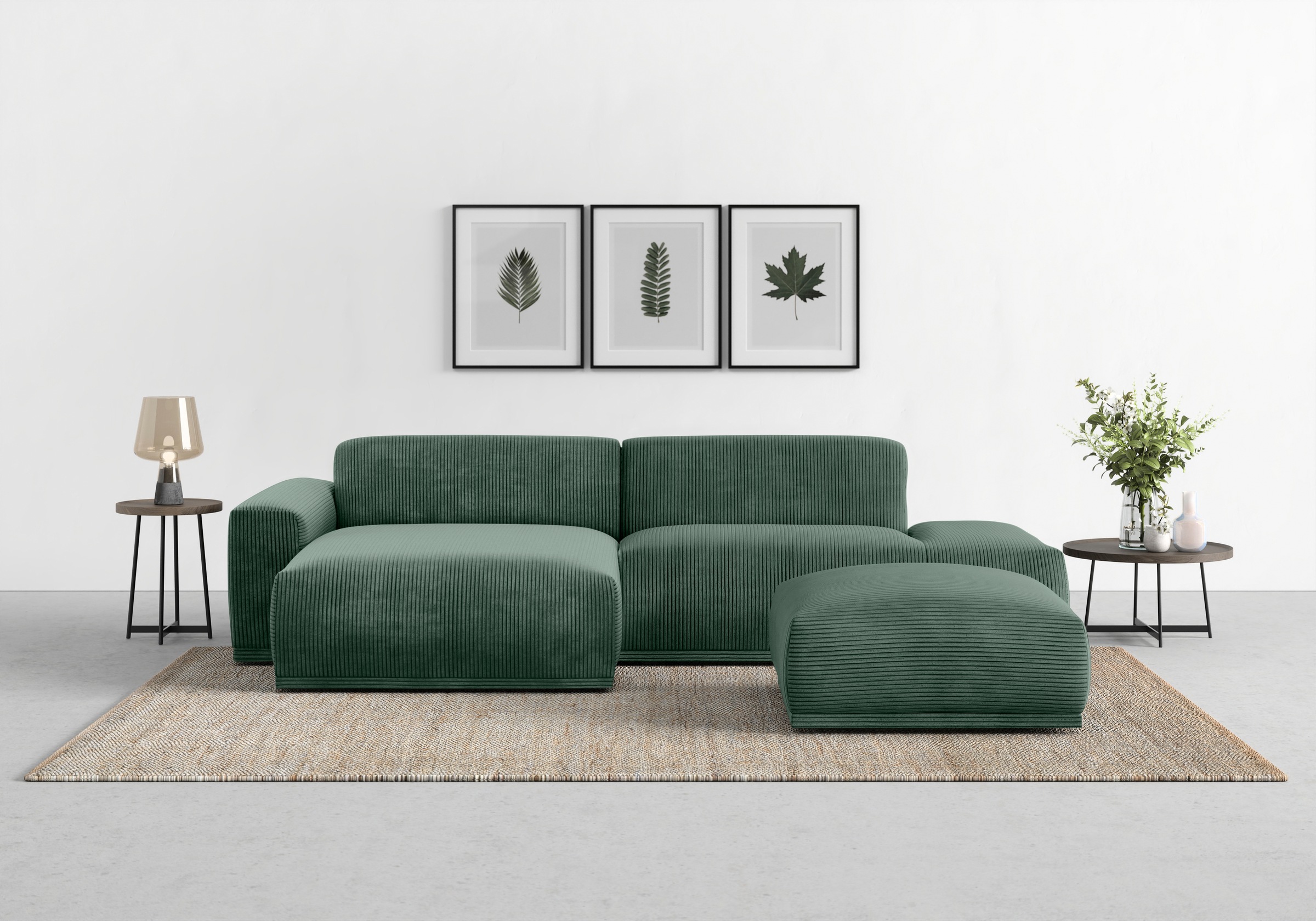 TRENDMANUFAKTUR Ecksofa »Braga, mit hochwertigem Kaltschaum, L-Form, in Cord erhältlich«, (2 St.), modernes Sofa, Couch mit hohem Sitzkomfort, 275/72/160 cm (B/H/T)