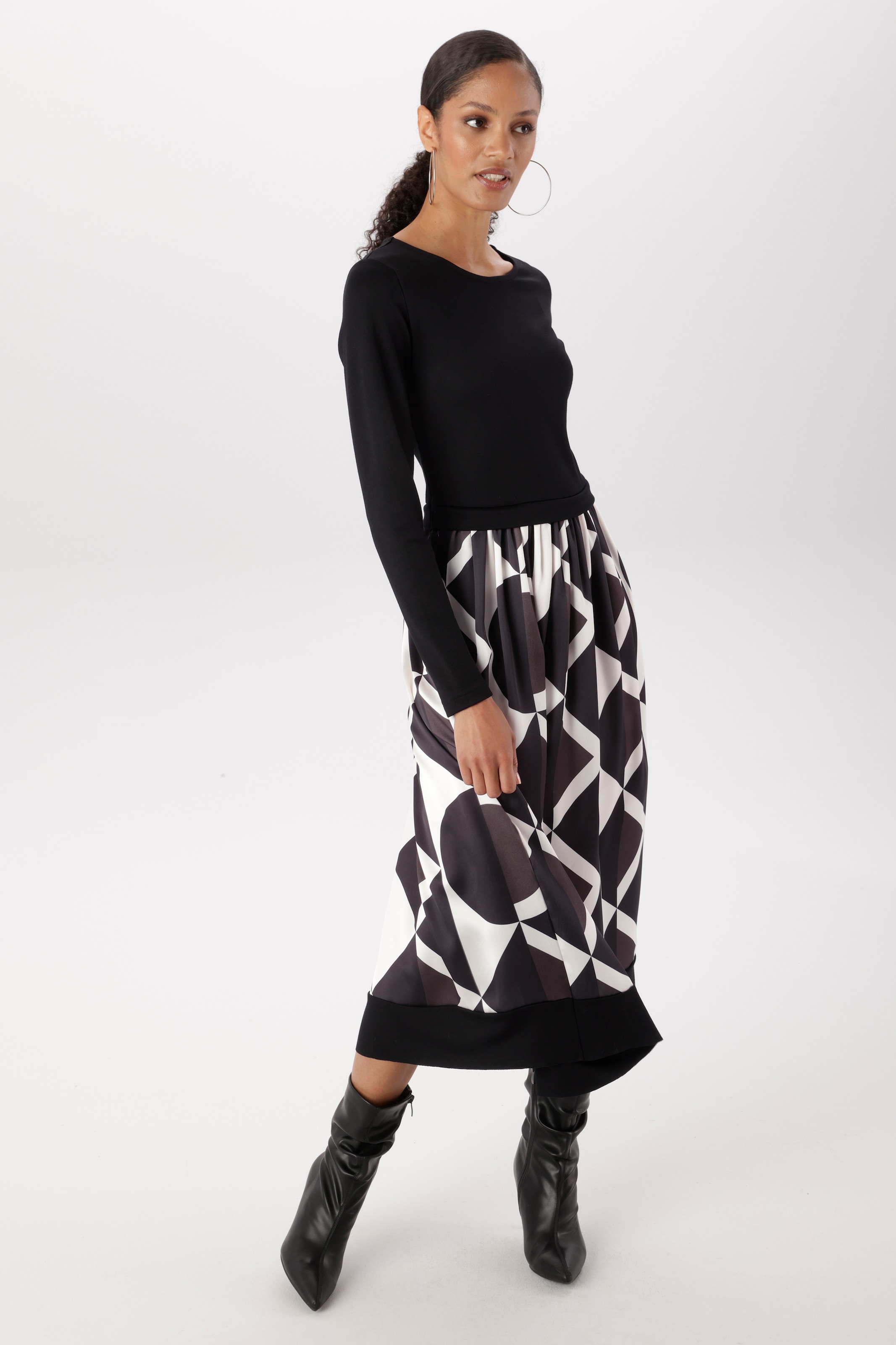 Aniston SELECTED Midikleid im Materialmix - NEUE KOLLEKTION