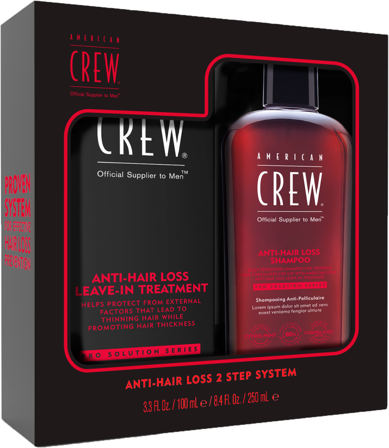 American Crew Haarpflege-Set »Anti-Hair Loss 2 Step Set - Shampoo 250 ml + ATreatment 100 ml«, (Set, 2 tlg.)