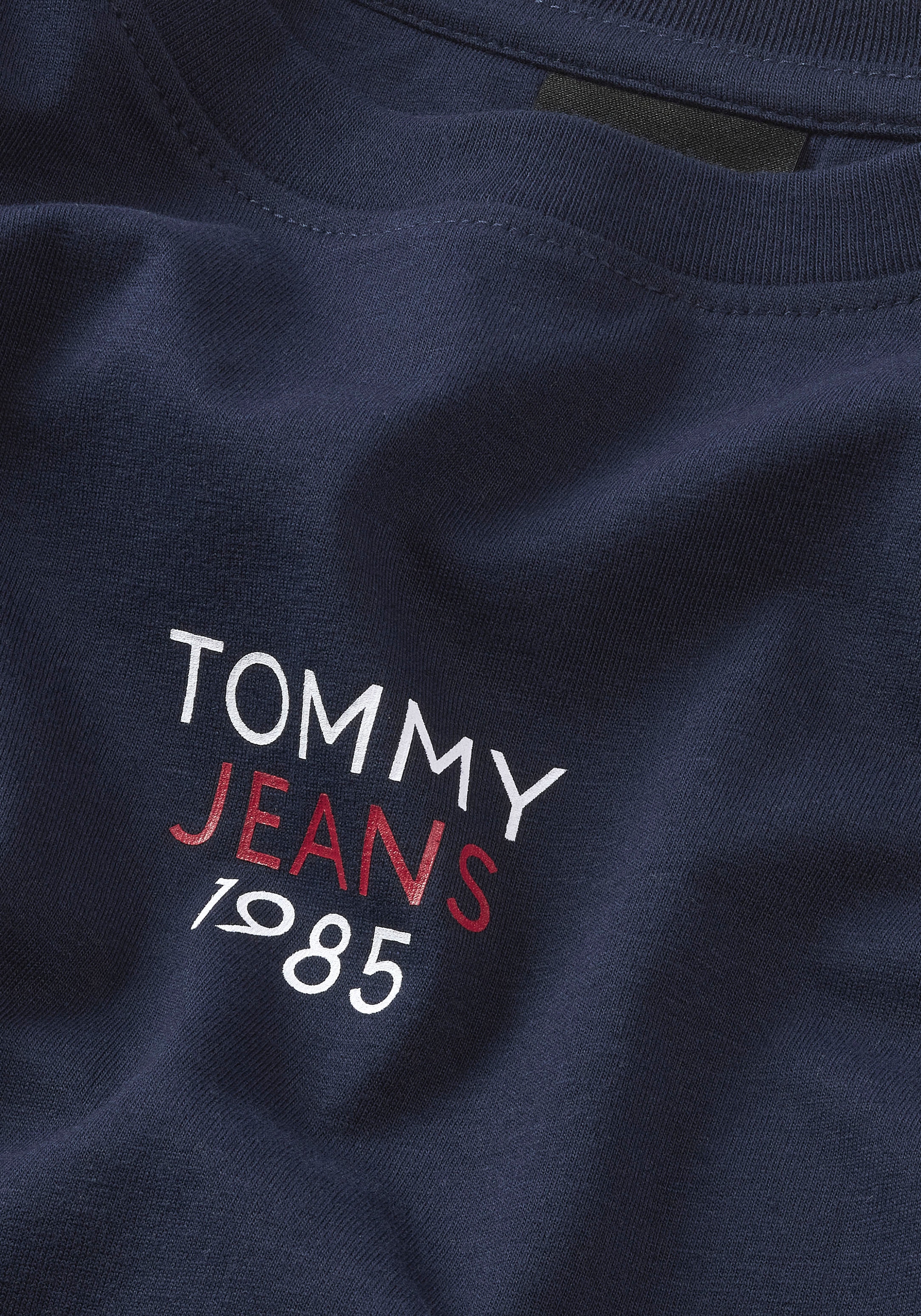 Tommy Jeans T-Shirt »Slim Essential Logo«, Kurzarm Rundhals Jersey T Shirt mit Logo Druck Print, Baumwoll Mix