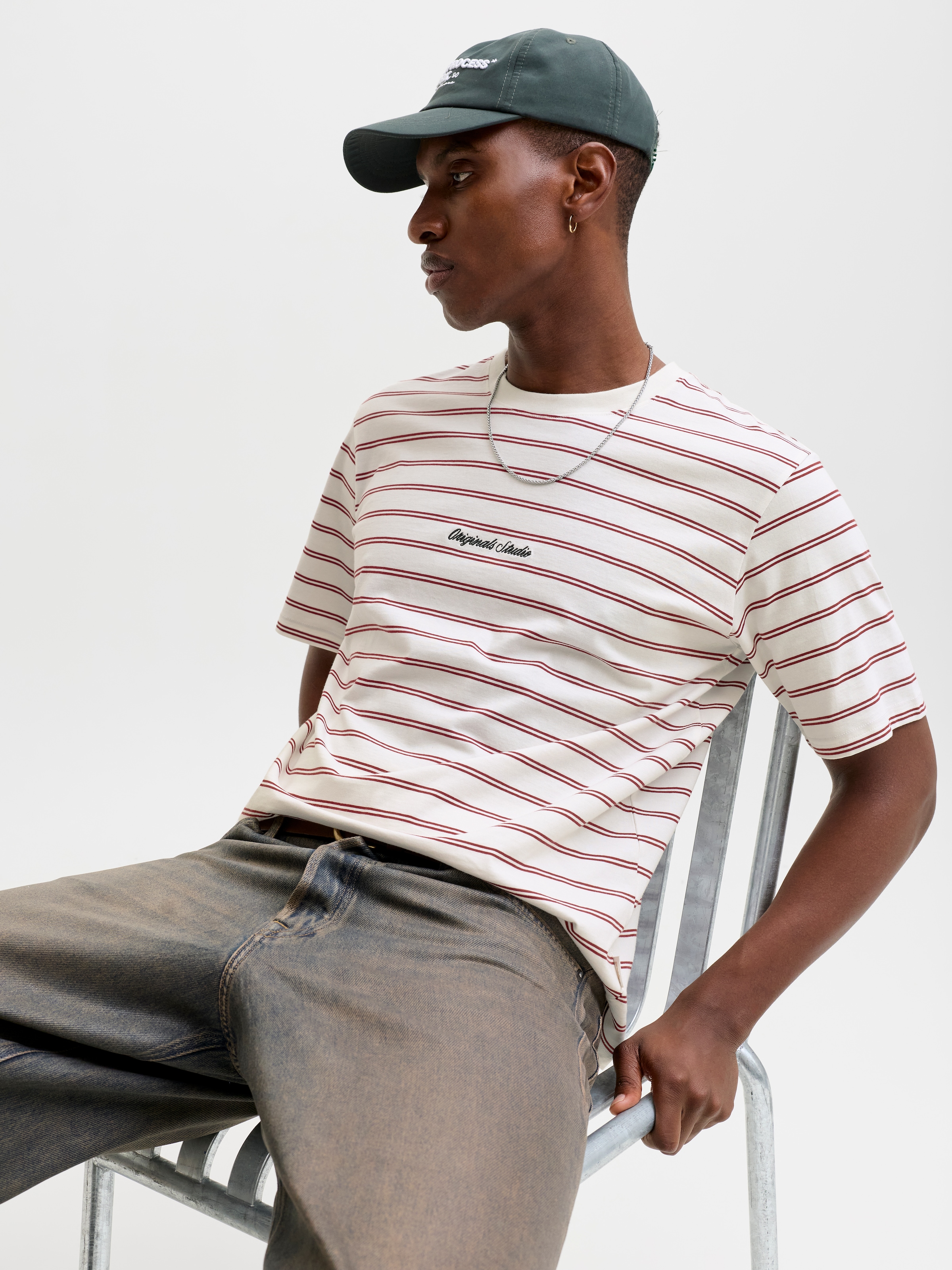 Jack & Jones T-Shirt »JORNORREBRO STRIPE TEE SS CN LN« Baumwolle, relaxed fit
