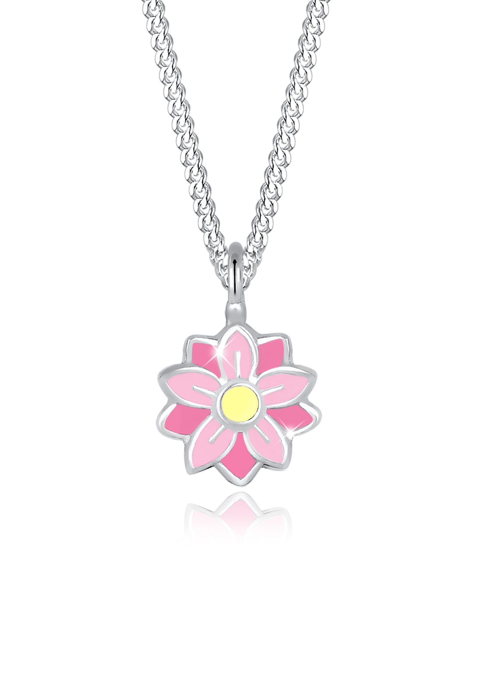 Elli Kette ohne Anhänger »Halskette Kinder Flower Blume Emaille Rosa 925 Sterling Silber«