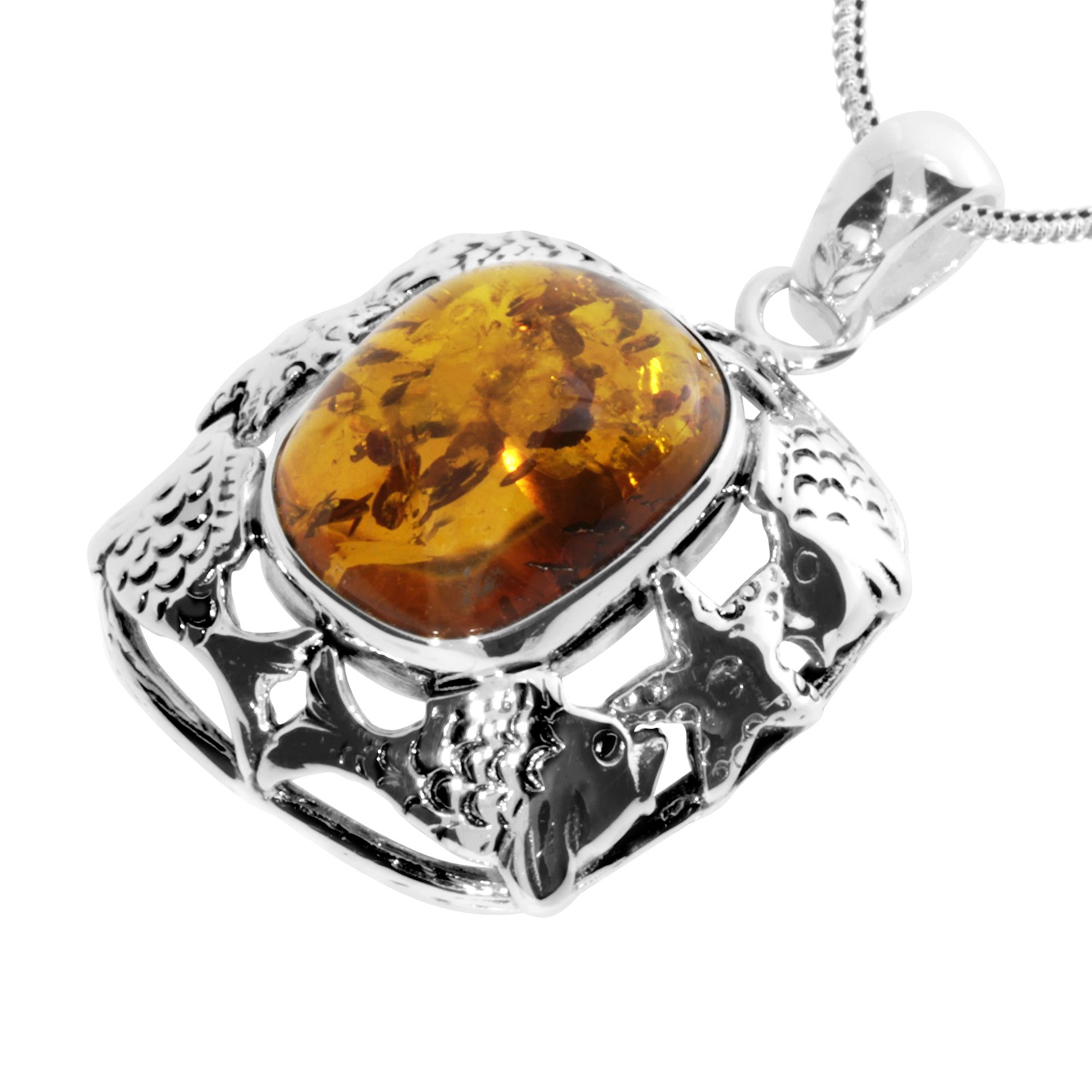 OSTSEE-SCHMUCK Kette mit Anhänger »- Fischland 34x21 mm - Silber 925/000 - Bernstein«