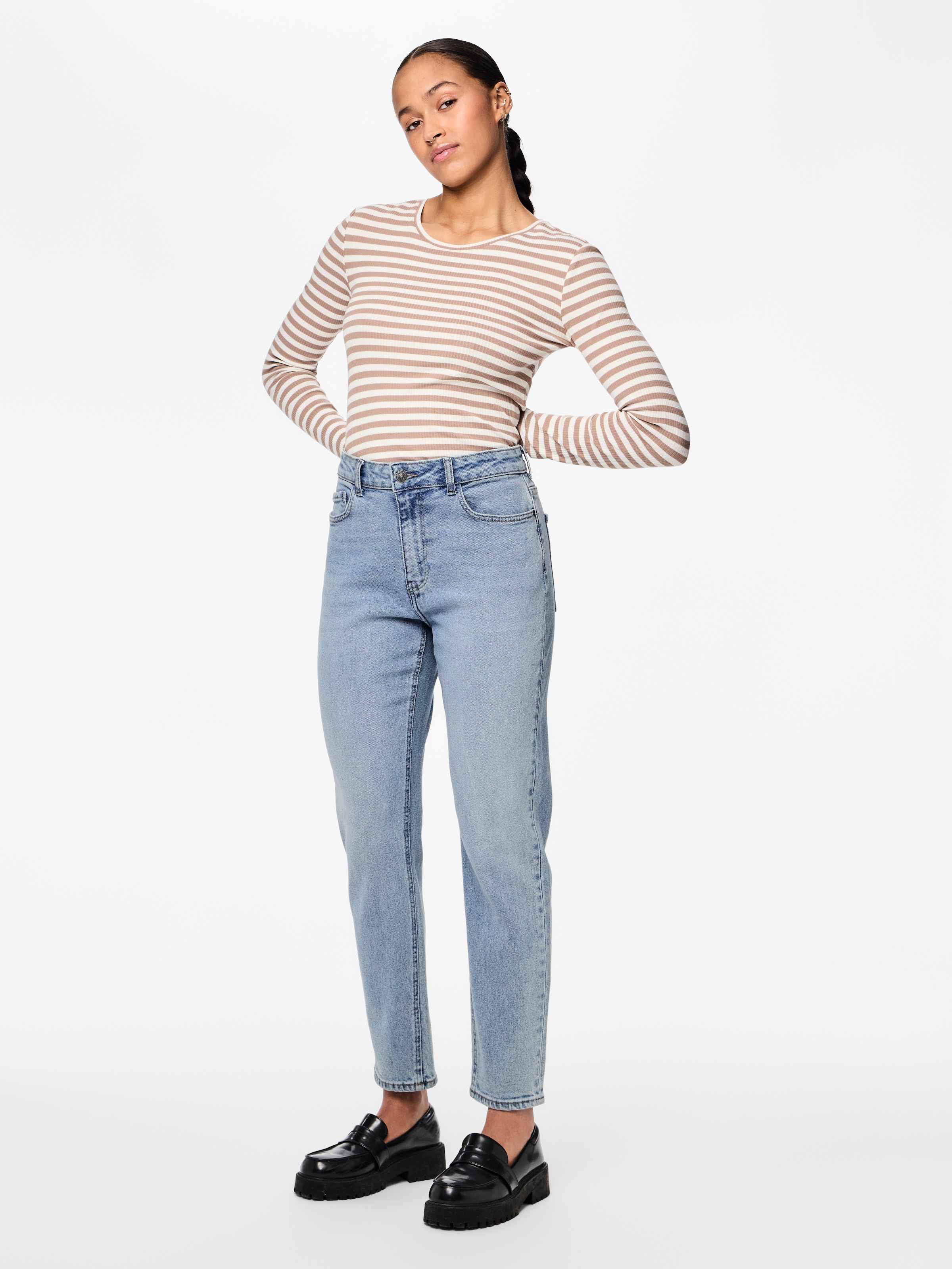 pieces High-waist-Jeans »PCBELLA HW TAP ANK JEANS LB302 NOOS«