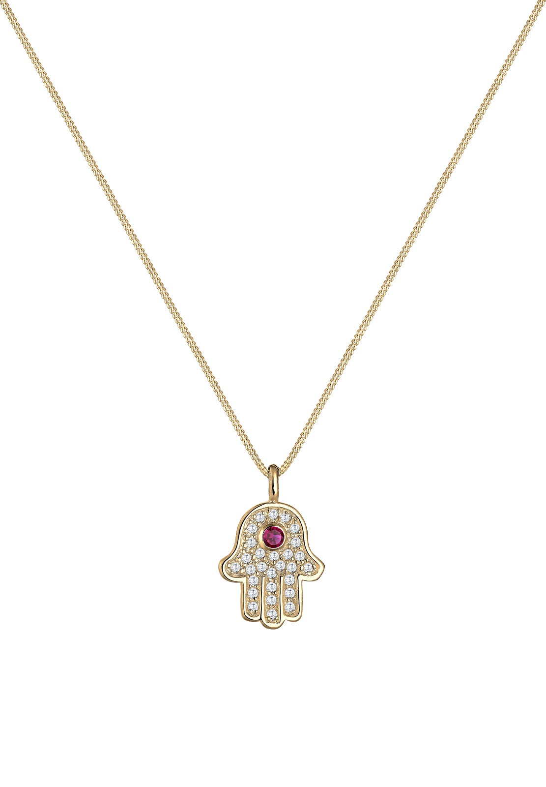 Elli Silberkette »Halskette Hamsa Hand der Fatima Zirkonia 925 Silber«