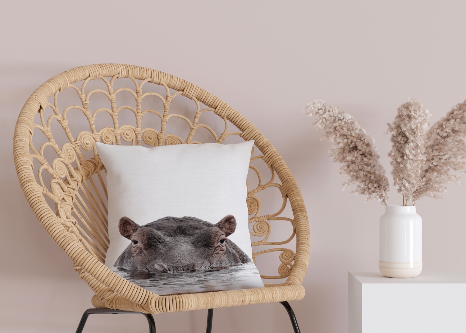 queence Dekokissen »Flußpferd«, Kissenhülle mit HD Premium Druck, geruchsneutral, 40x40cm