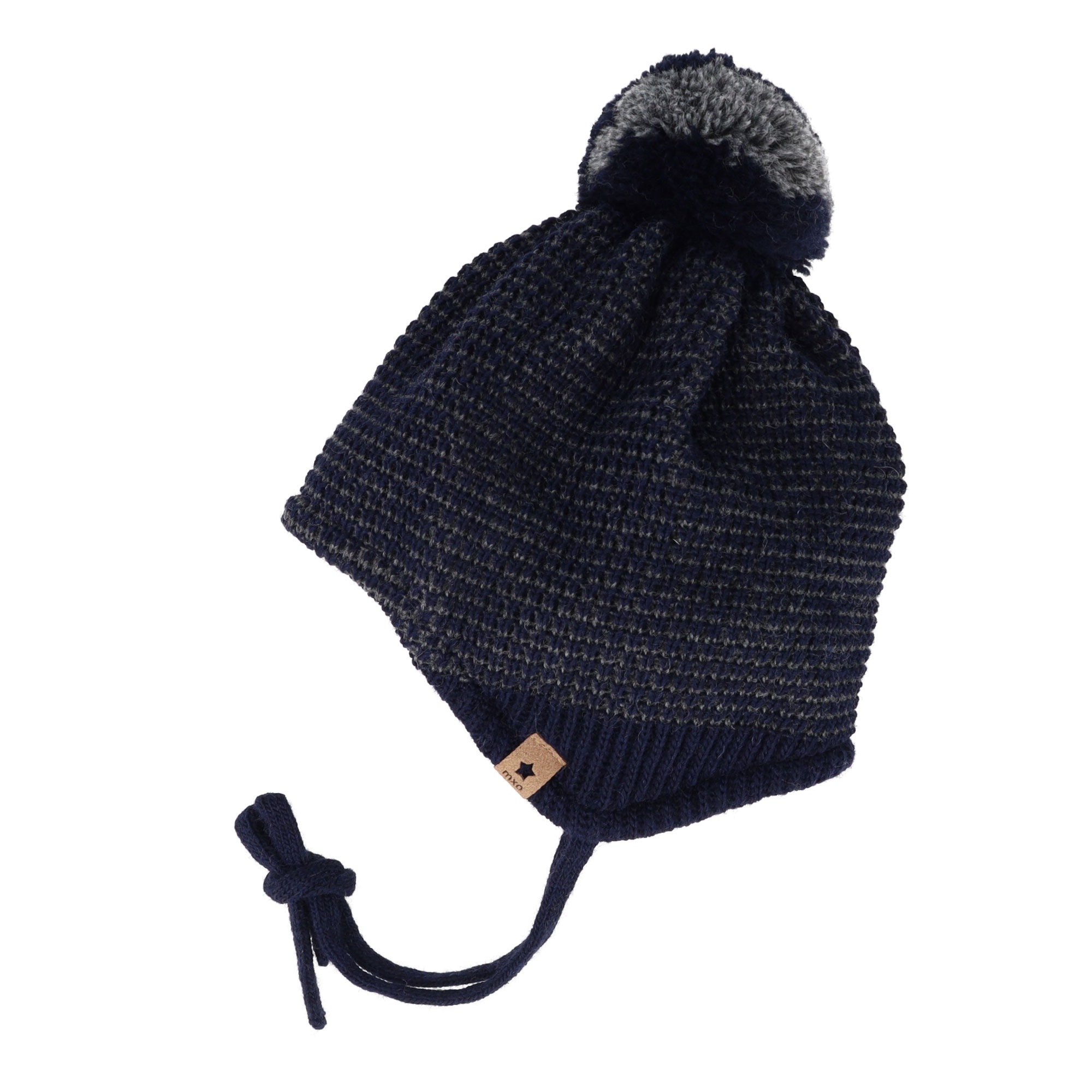 MAXIMO Strickmütze Wollanteil, gefüttert, zum Binden, mit Bommel
