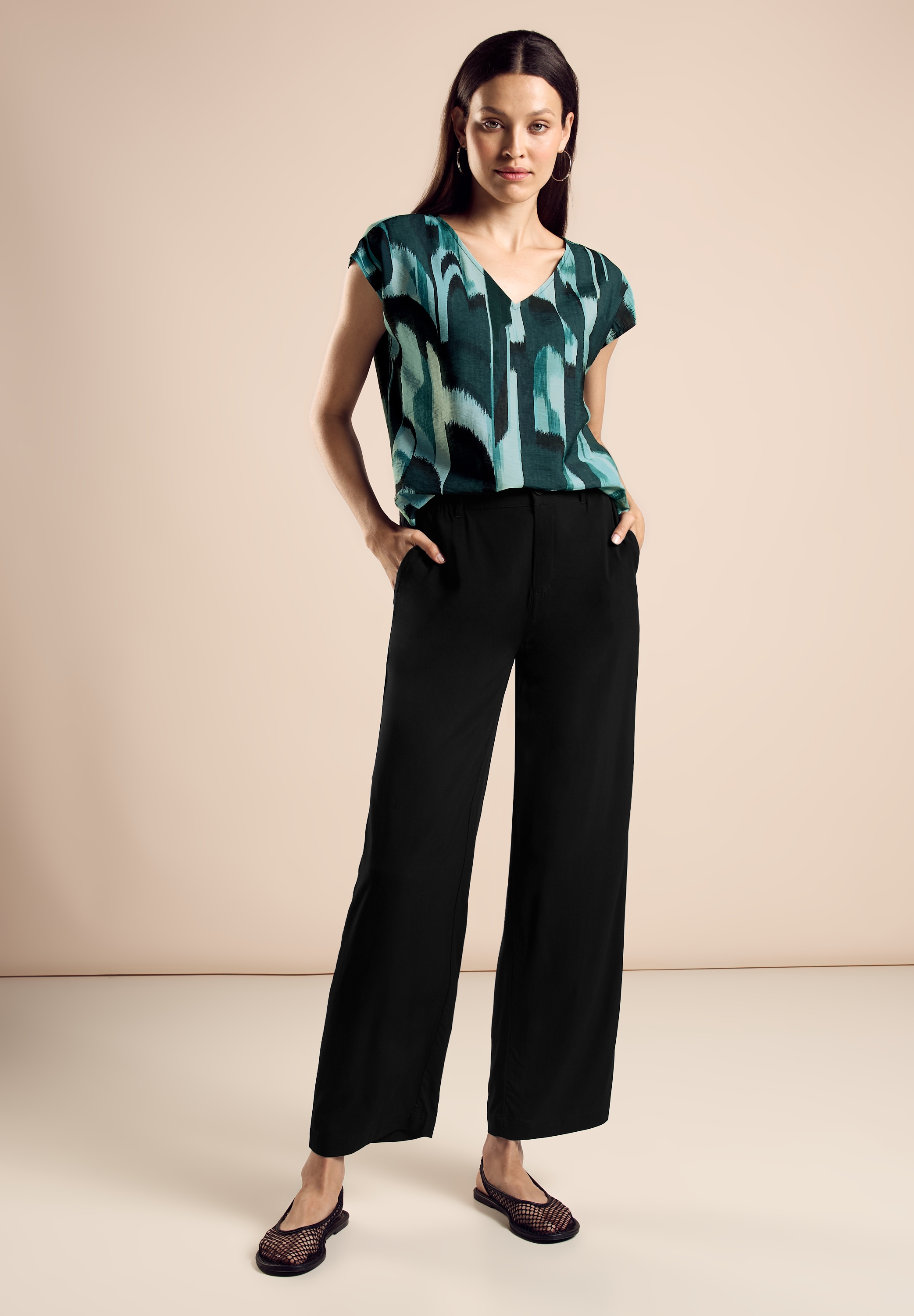 STREET ONE Kurzarmbluse mit Allover-Druck