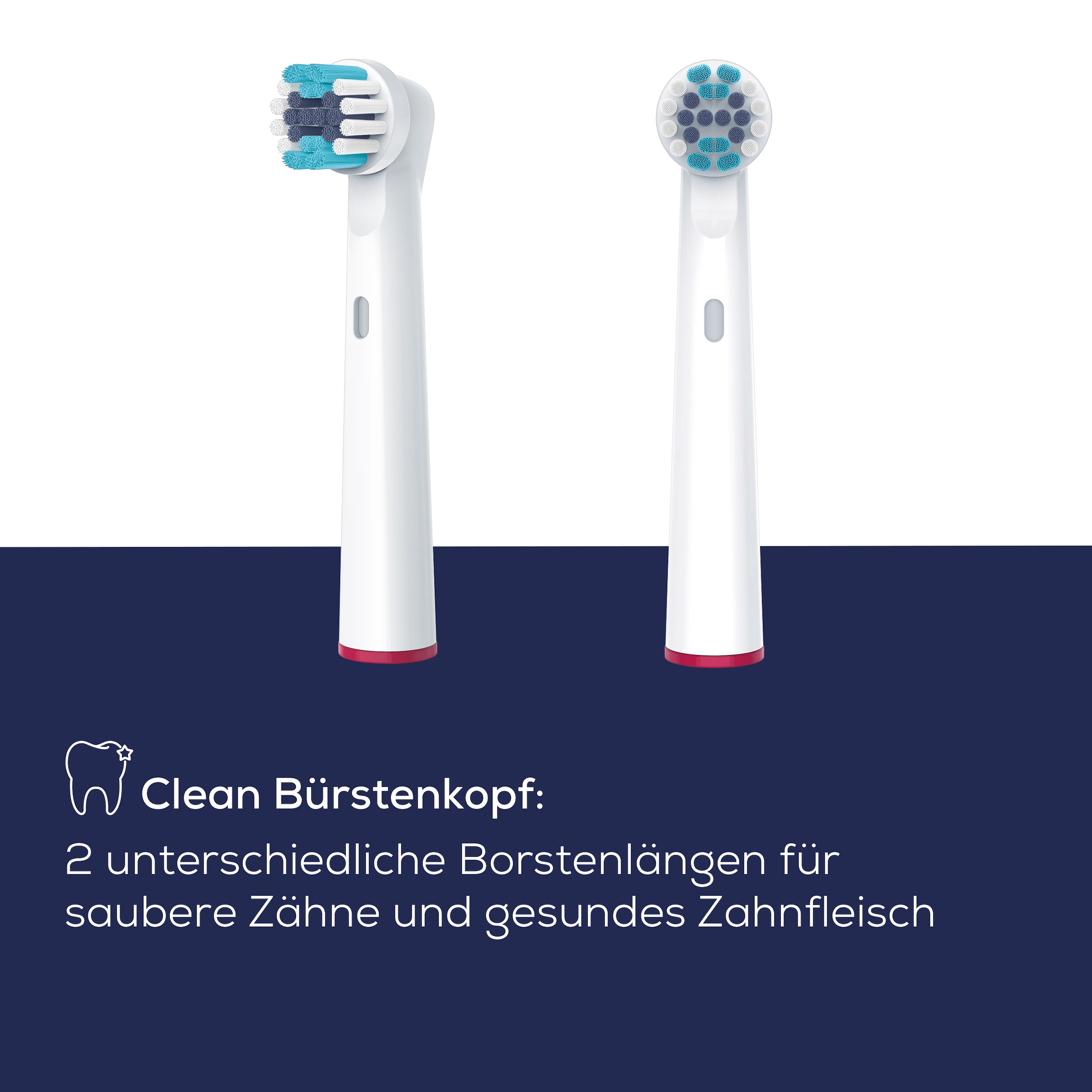 BEURER Aufsteckbürsten »TB 30/50 Bürstenköpfe Clean, für elektrische Zahnbürsten«, Mit 2 Borstenlängen, Schutzkappe & farbigen Unterscheidungsringen