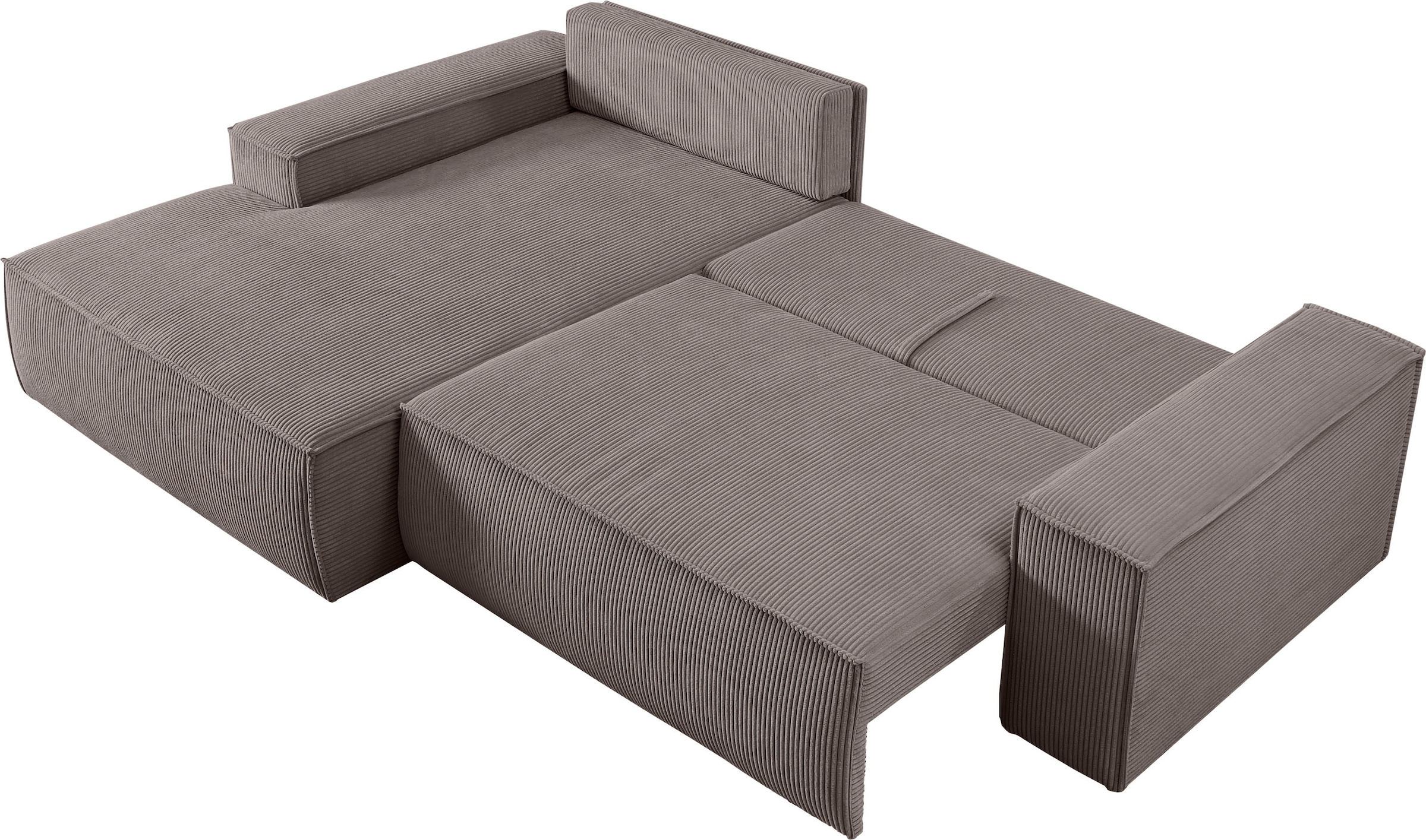 Home affaire Ecksofa »SHERWOOD Schlafsofa 267 cm, L-Form,«, Schlaffunktion mit Bettkasten (210x136 cm), Cord, Vintage, Samtvelours
