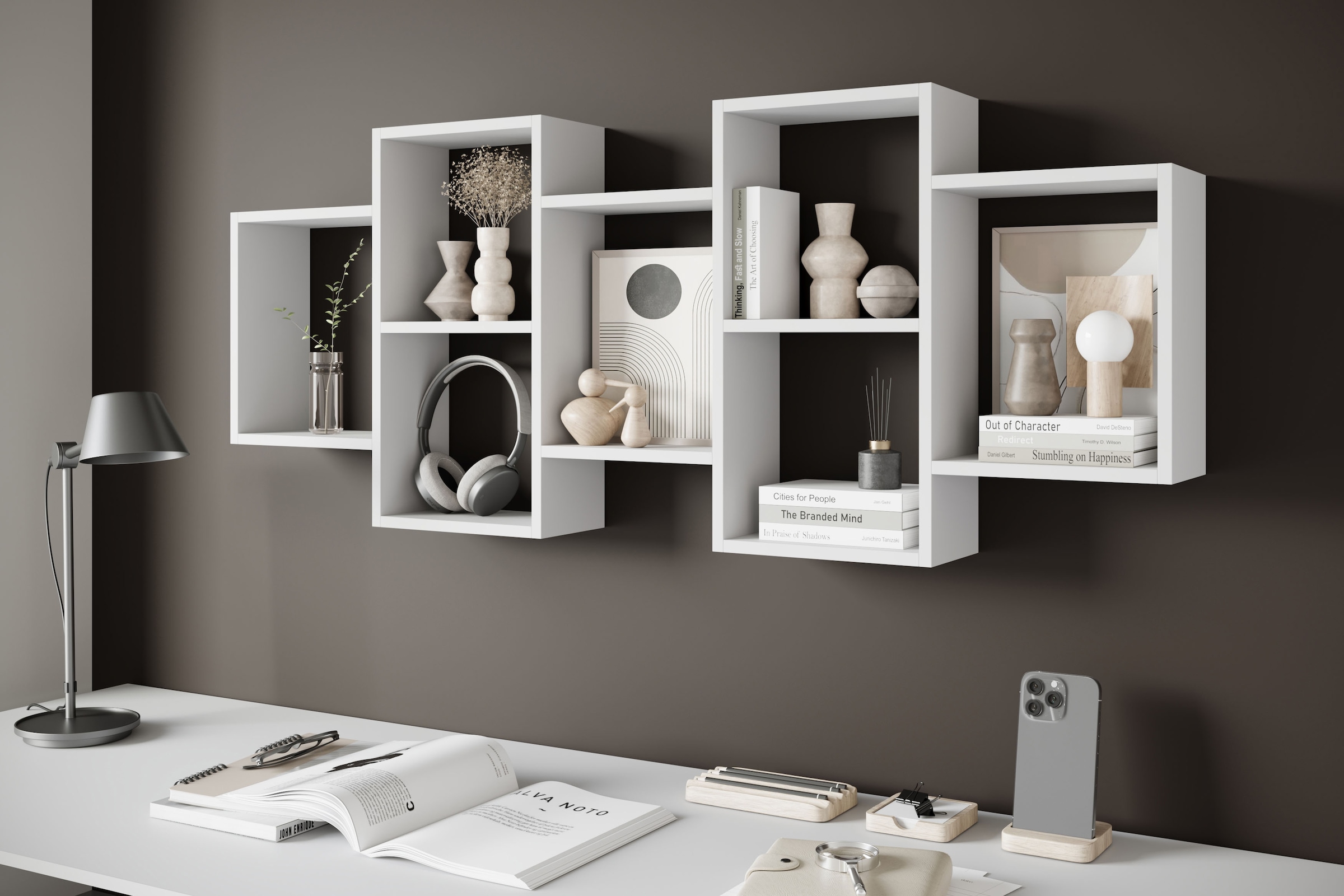INOSIGN Wandboard »Wandregal Trio 001«, (1 St.), Stell- oder Hängeregal, 10 offene Fächer, flexibel montierbar