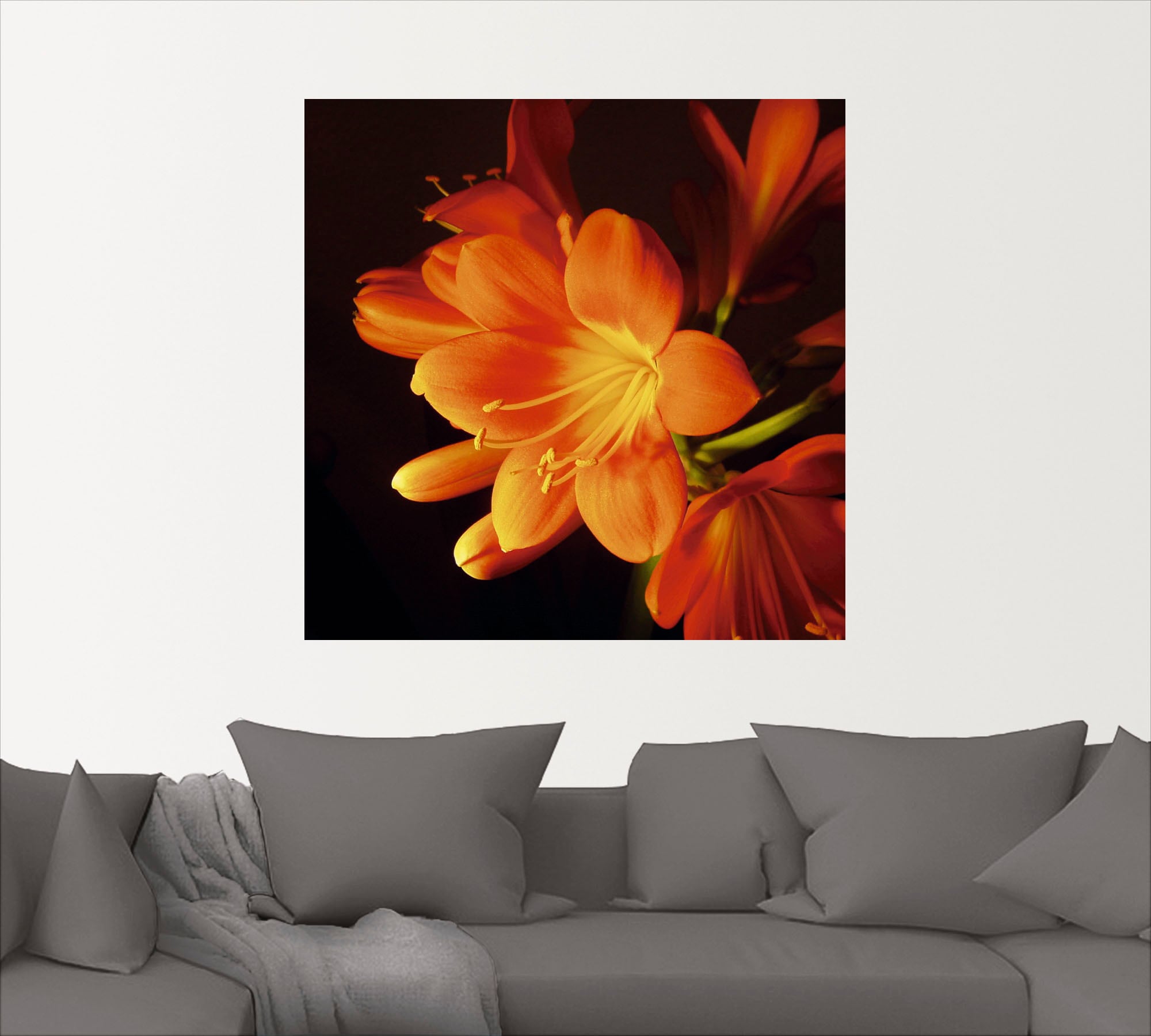 Artland Wandbild »Clivie in leuchtendem Orange«, Blumen, (1 St.), als Leinwandbild, Wandaufkleber oder Poster in versch. Größen