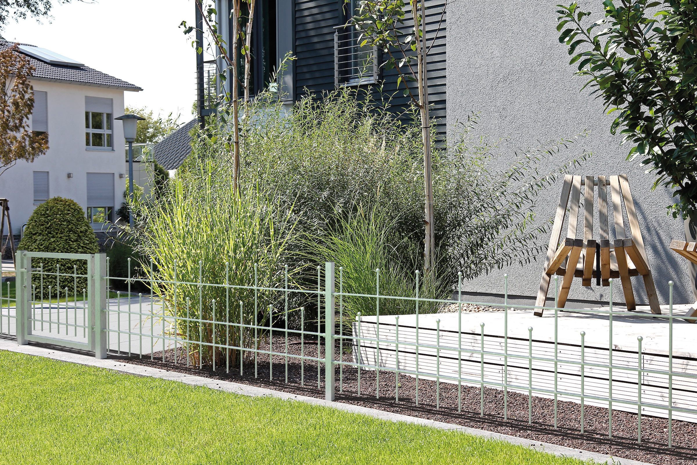 Alberts Metallzaun »Anbauset Madrid«, Höhe: 49,5, 73,5 und 98,5 cm, Breite: 200 cm, zum Einbetonieren