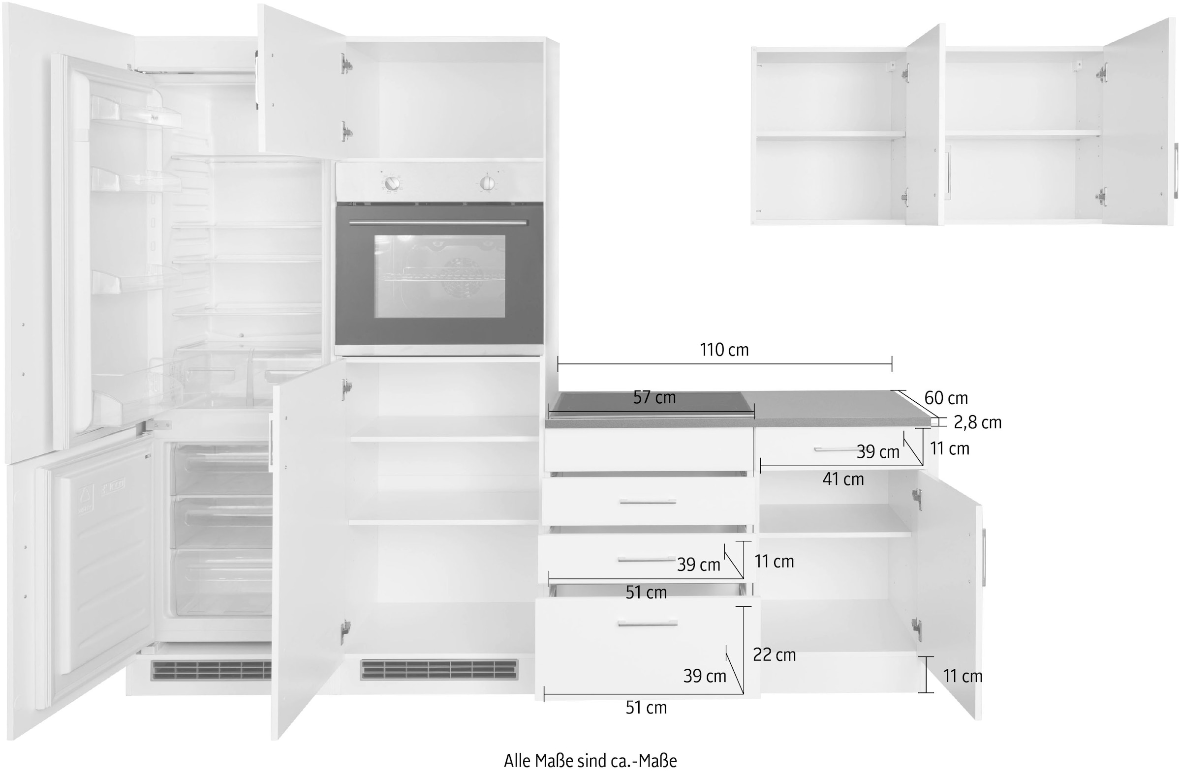 KOCHSTATION Winkelküche »KS-Paris«, ohne E-Geräte, Stellbreite 290/220 cm