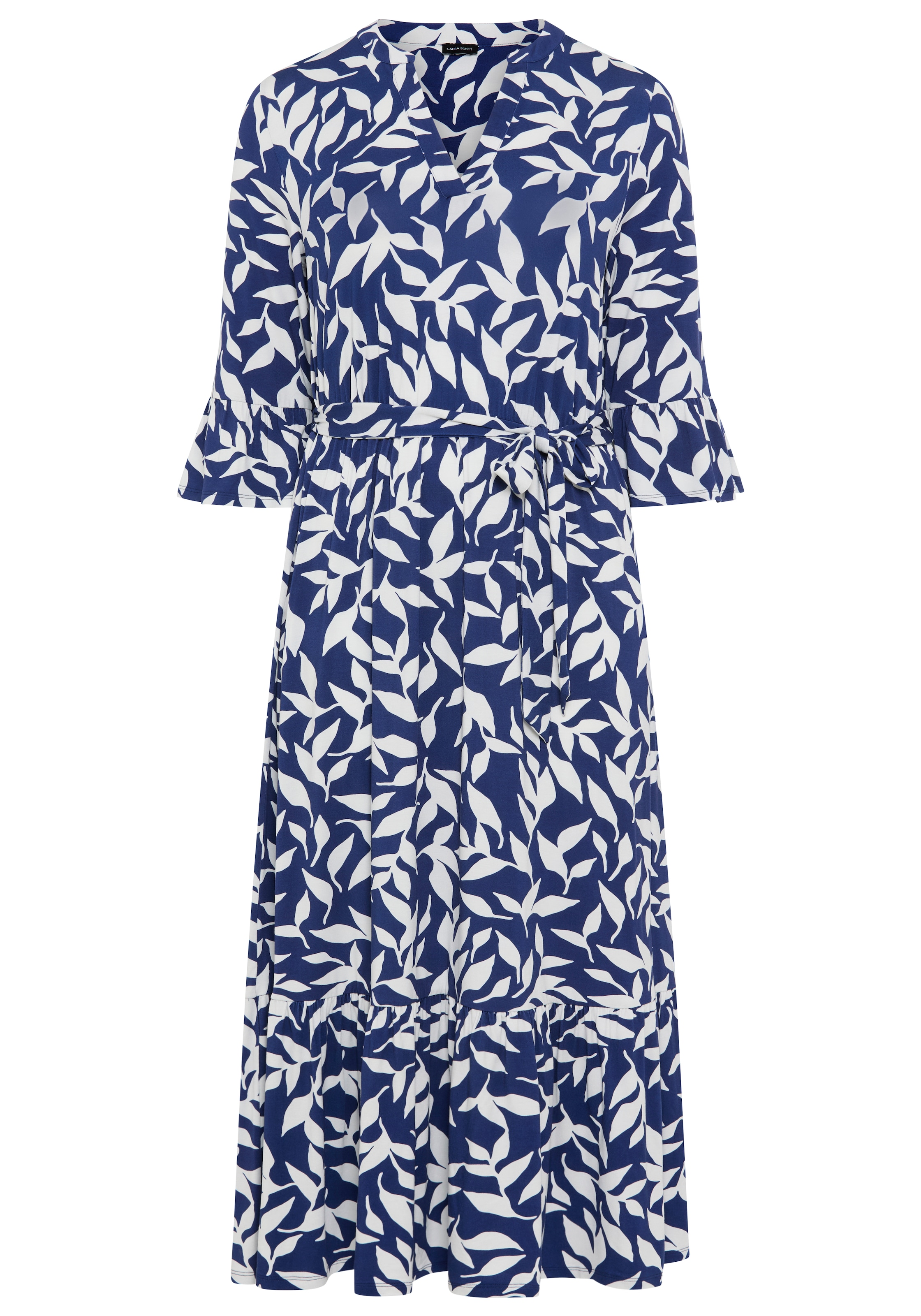 Laura Scott CURVE Maxikleid mit Volantsäumen und Two-Tone-Print