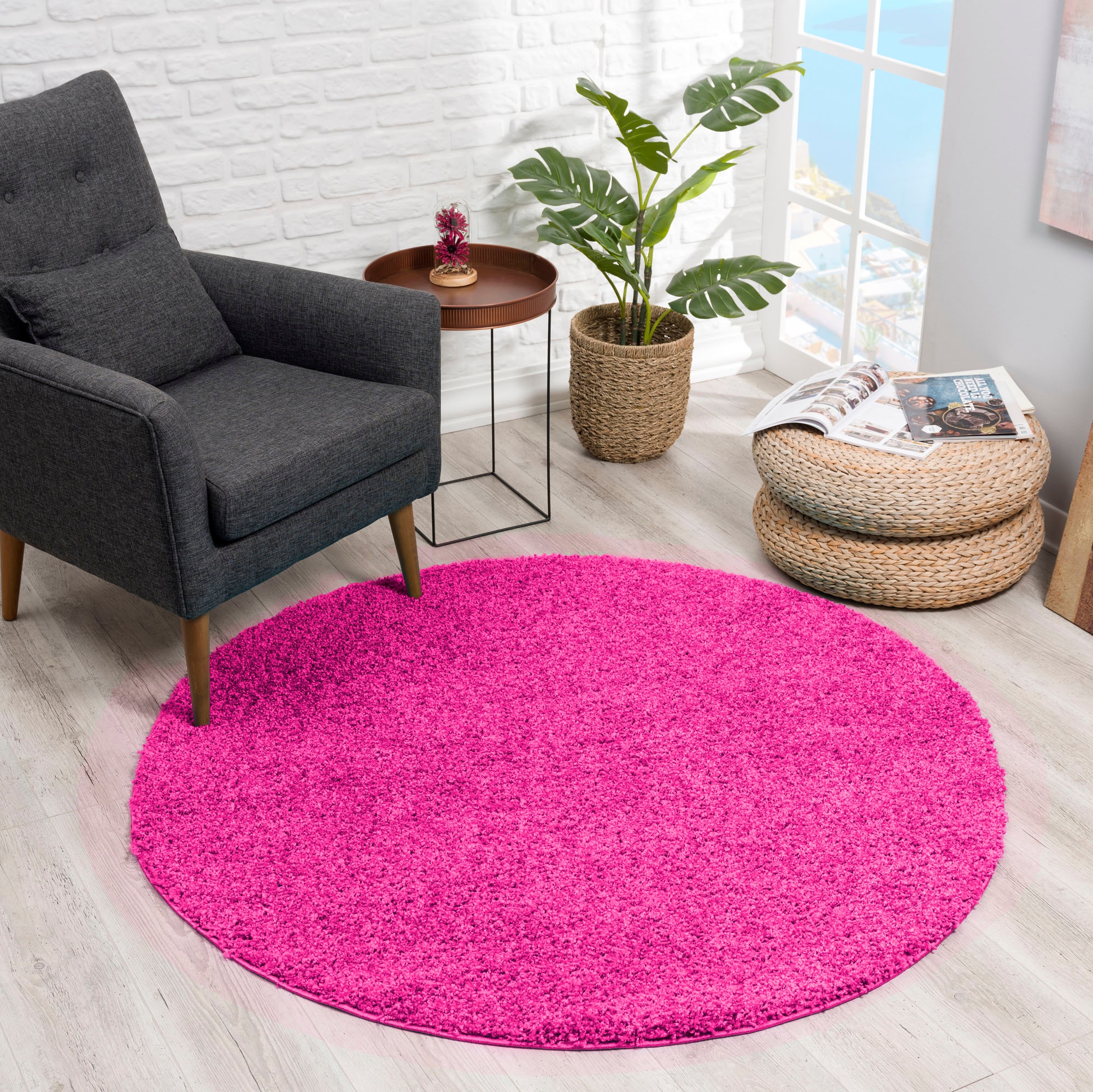 Sanat Hochflor-Teppich »LOCA«, rund, 30 mm Höhe, Wohnzimmer, Langflor, Shaggy, Schlafzimmer