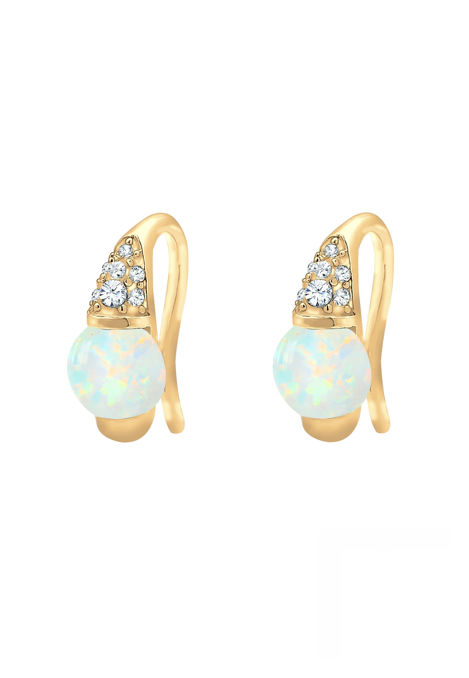 Elli Premium Paar Ohrhänger »Ohrringe Glas Kristalle Synthetischer Opal Weiß 925 Sterling Silber«