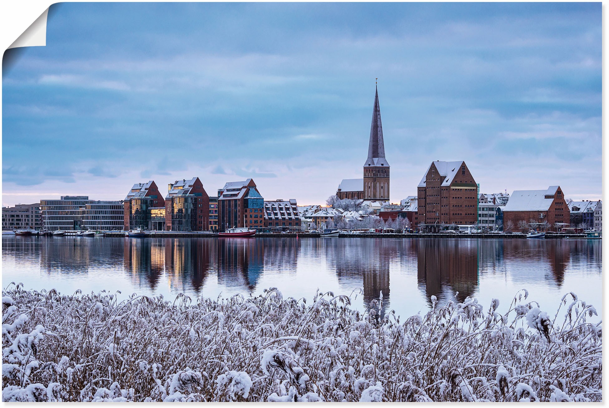 Artland Wandbild »Warnow Hansestadt Rostock im Winter«, Gebäude, (1 St.), in vielen Größen & Produktarten - Alubild / Outdoorbild für den Außenbereich, Leinwandbild, Poster, Wandaufkleber / Wandtattoo auch für Badezimmer geeignet