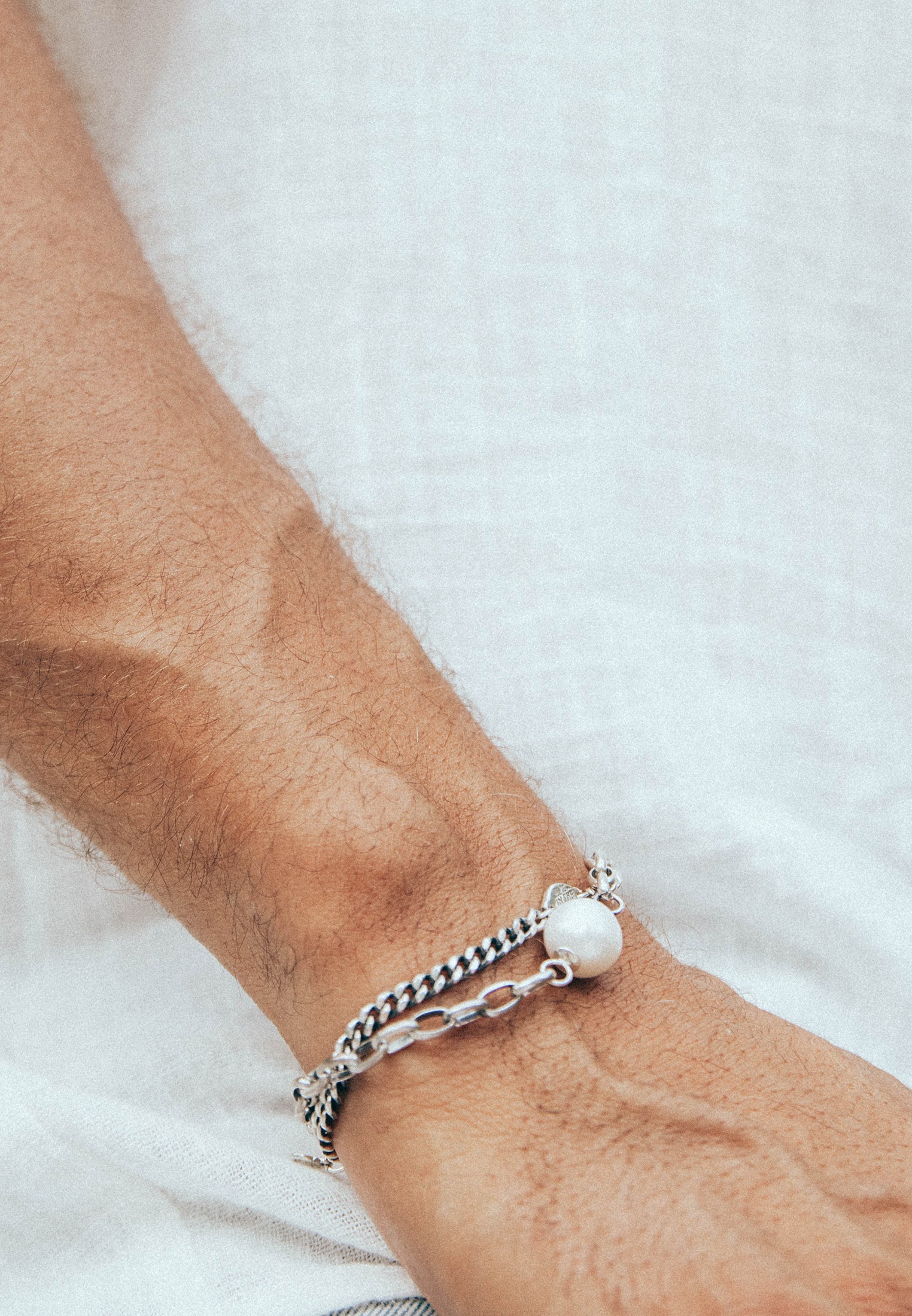 HAZE & GLORY Armkette »Armband Gliderarmband Chunky Perle 925 Silber«