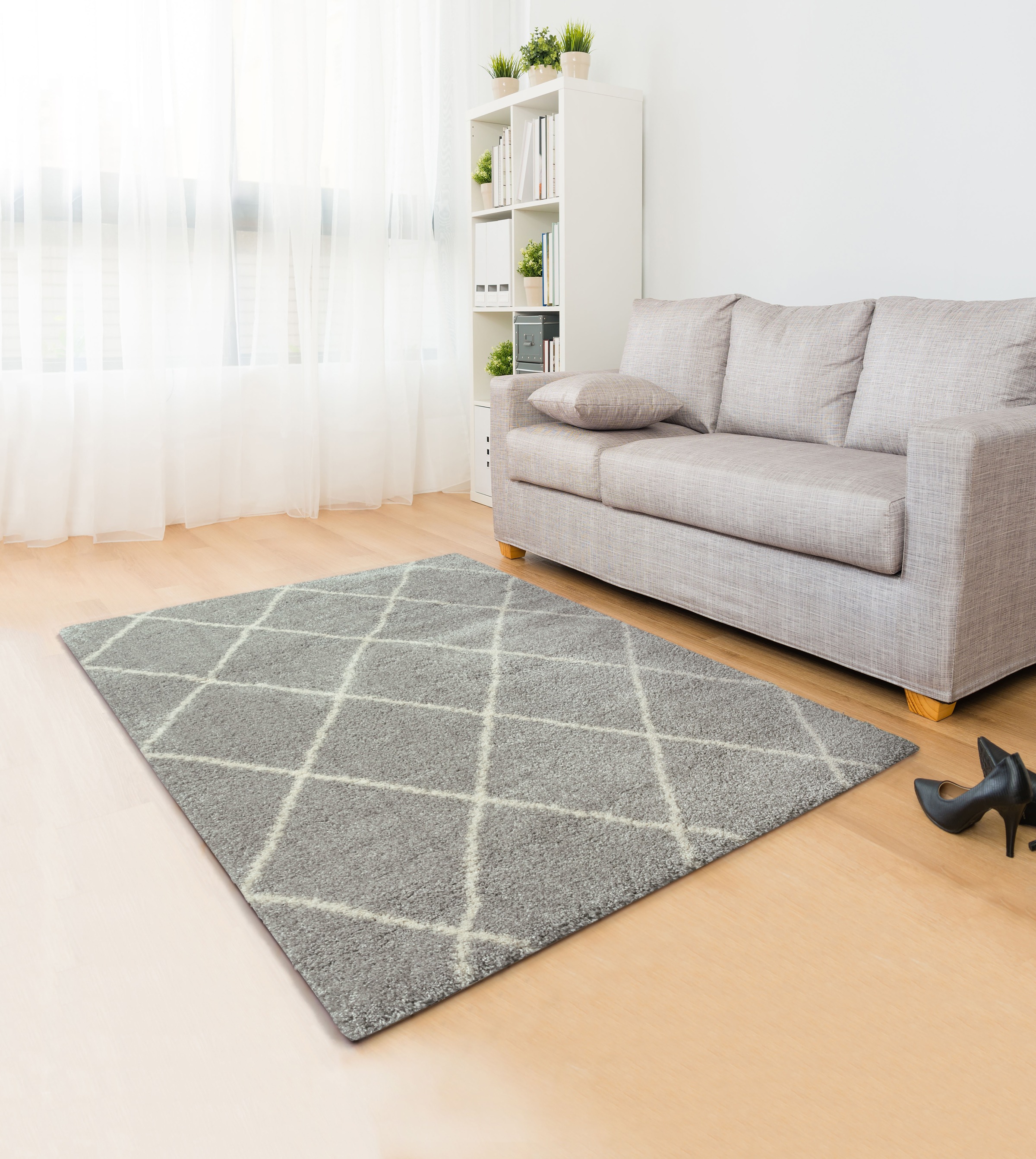 andas Hochflor-Teppich »Hunter«, rechteckig, 40 mm Höhe, Hochflor, Rauten-Design, besonders weicher und dichter Flor, gewebt