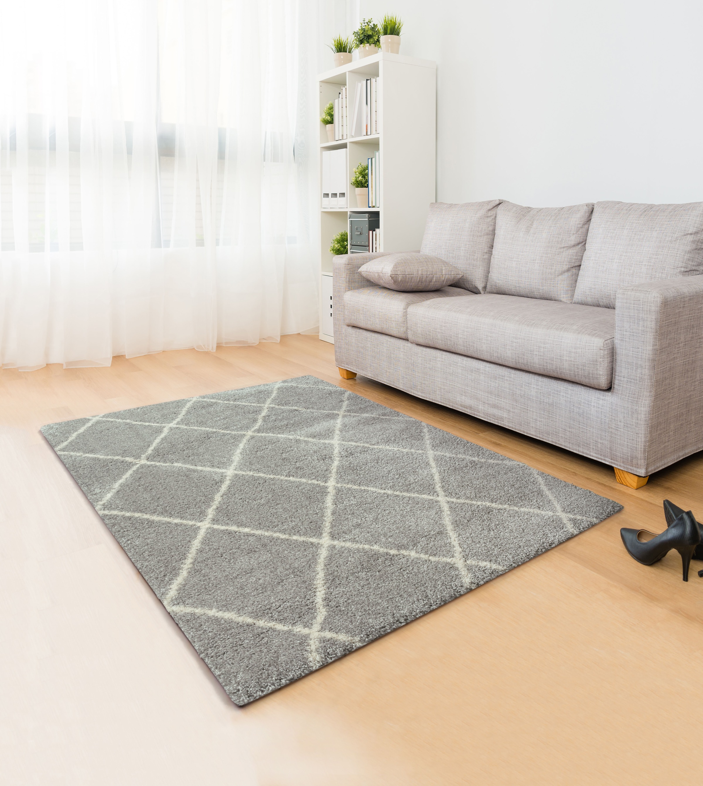 andas Hochflor-Teppich »Hunter«, rechteckig, Hochflor, Rauten-Design, besonders weicher und dichter Flor, gewebt