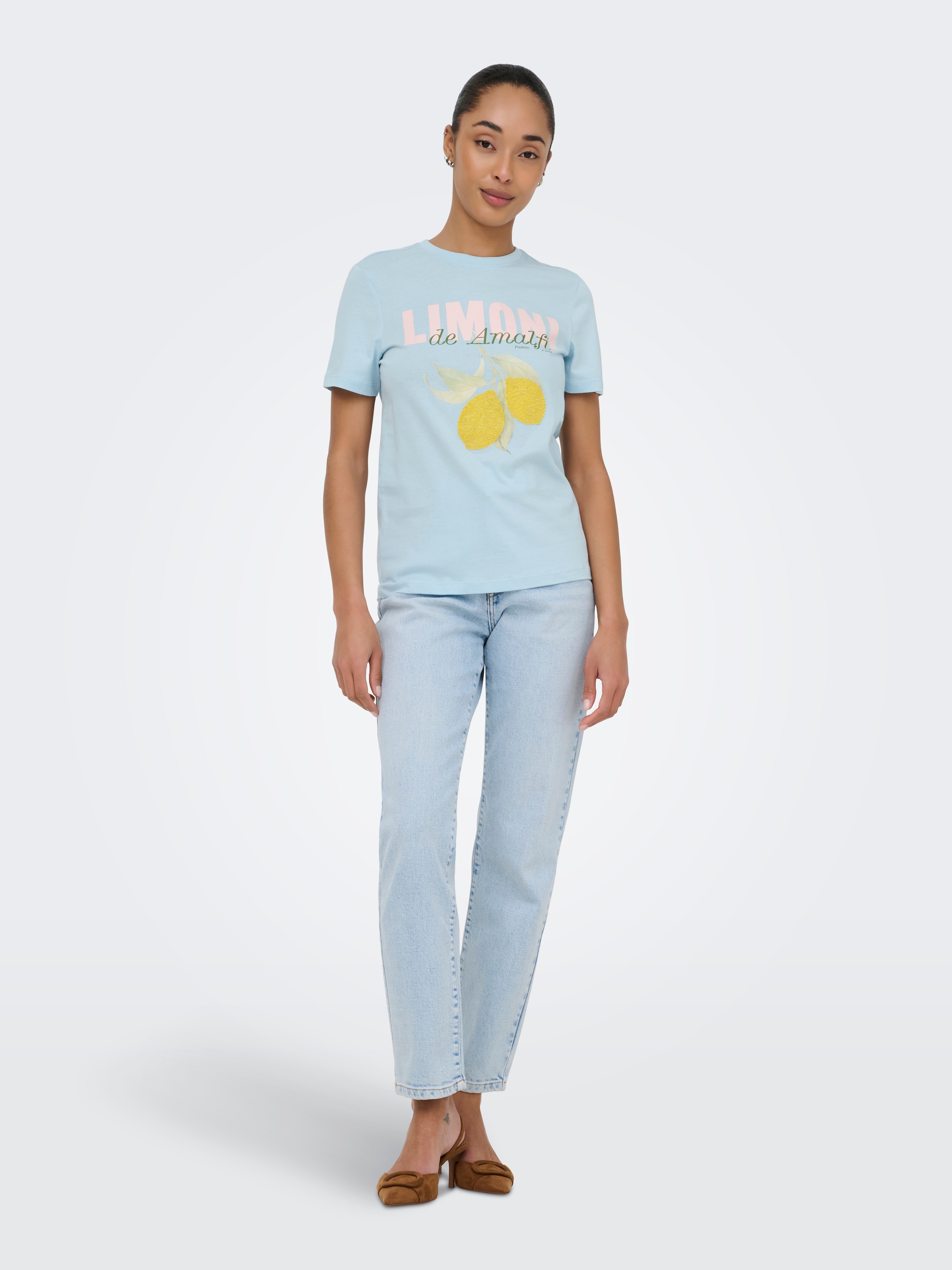 ONLY T-Shirt »ONLKITA S/S PEARL TOP BOX JRS« Baumwolle, regular fit, Rundhals