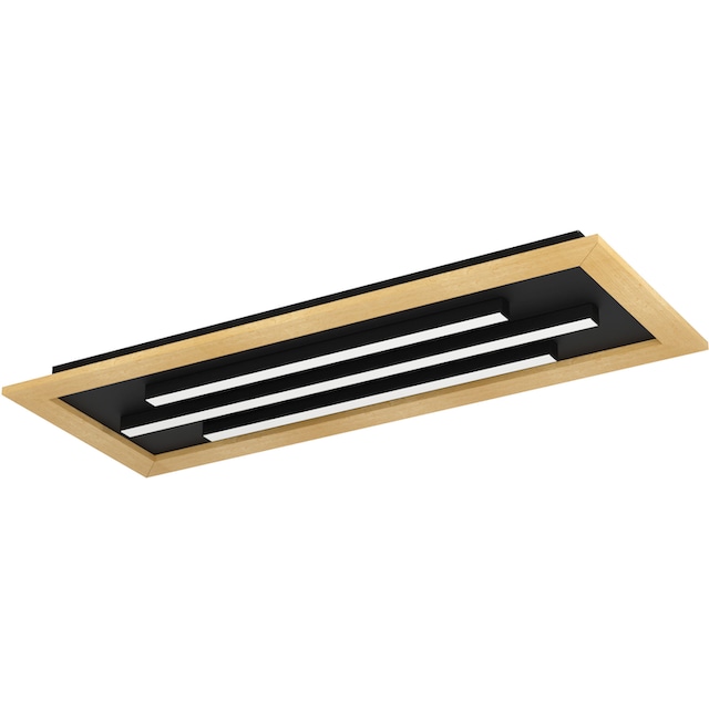 EGLO LED-Deckenleuchte »TIRRENARA« in schwarz und braun aus Stahl, Holz /  inkl. und inkl. LED fest integriert - 2 x 9,2 Watt und 1 x 13,7 Watt, Gr.  ca. 78 x 30,5 cm kaufen bei OTTO