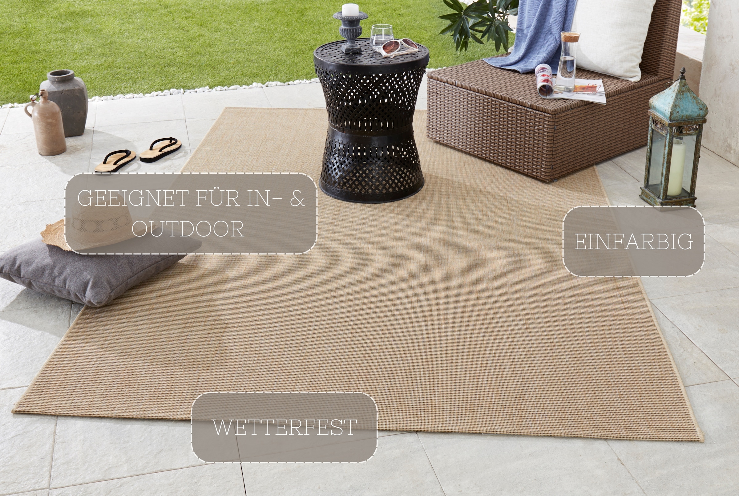 NORTHRUGS Teppich »Match«, rechteckig, 8 mm Höhe, In-& Outdoor, Kurzflor, Läufer, Modern, Unifarben, Wohnzimmer, Balkon