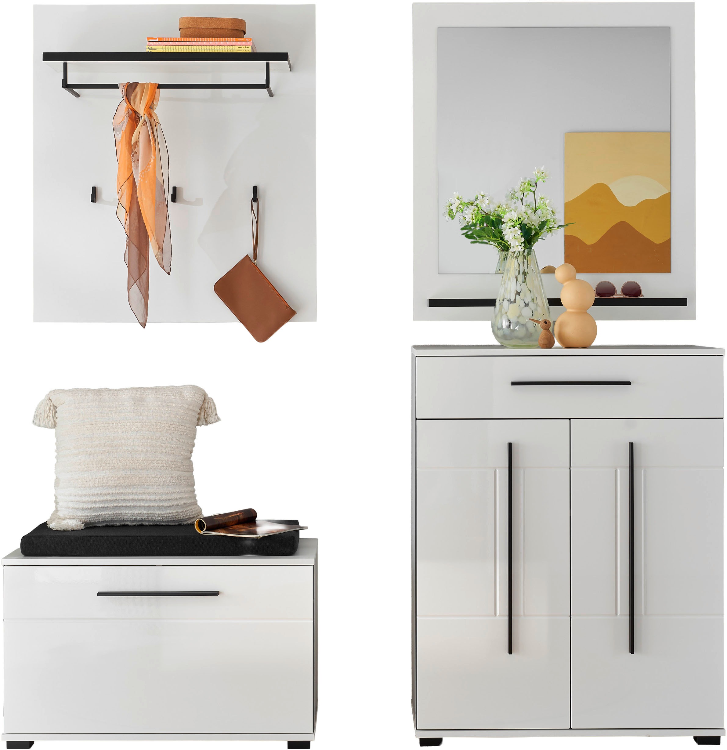 Home affaire Garderoben-Set »Cantara, moderne Garderobe, Komplettset mit viel Stauraum« Komplett-Set, 4 Stk. tlg.