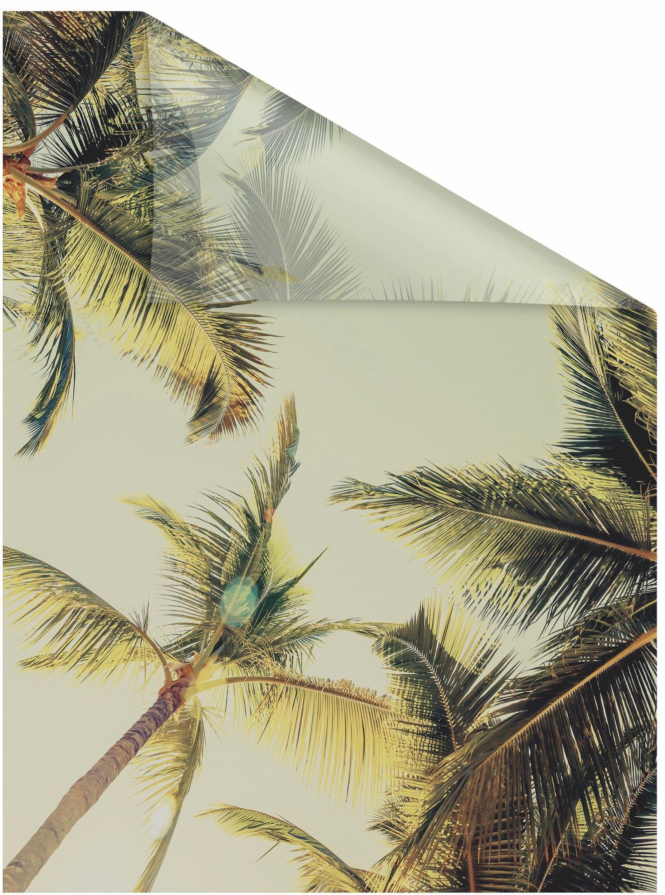 Fensterfolie »Palmen und Sonne«, 1 St., blickdicht, strukturiertKlebepunkte,...
