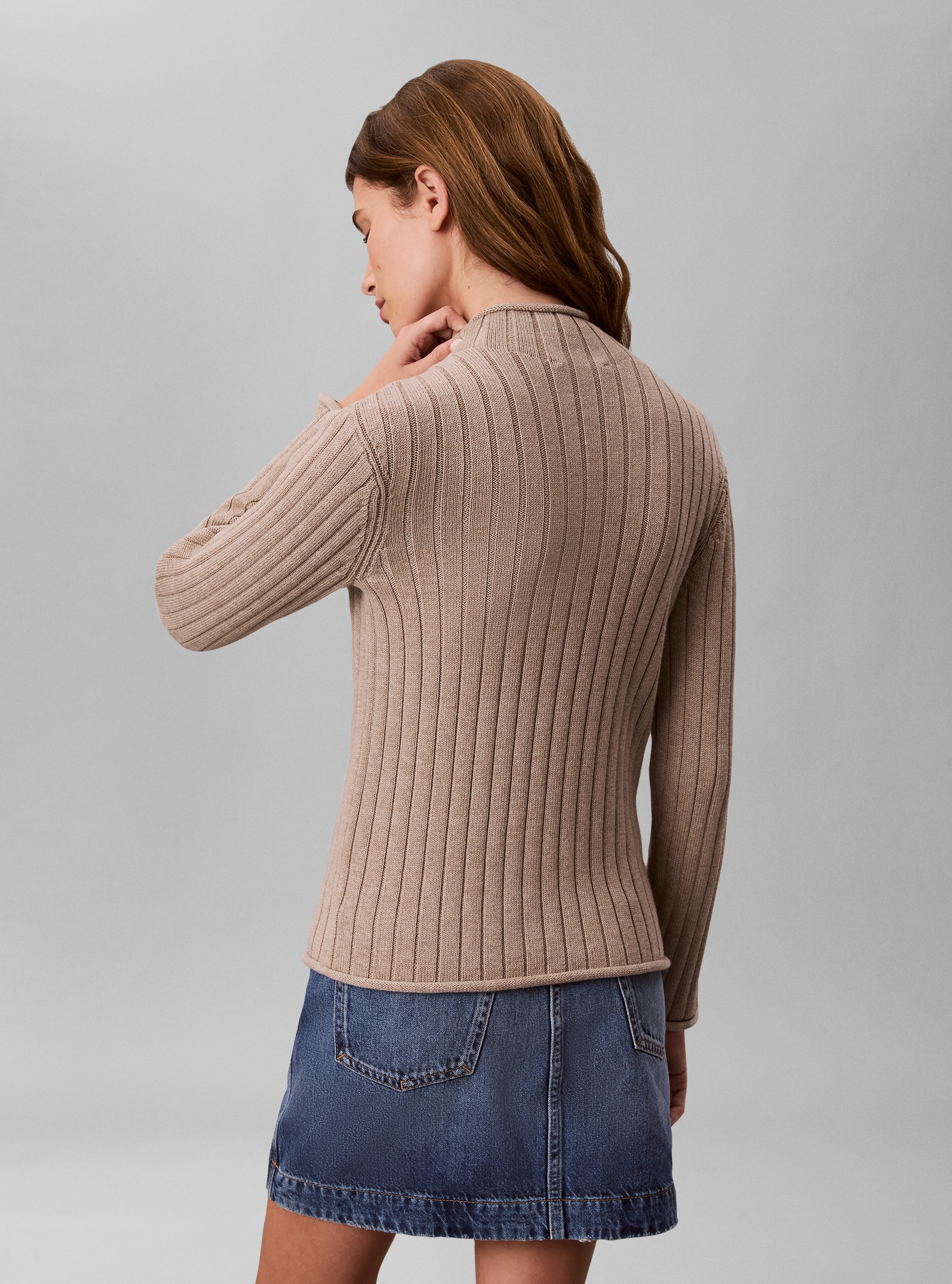 Calvin Klein Jeans Rollkragenpullover »WOVEN LABEL T-NECK SWEATER« Regular fit mit Stehkragen