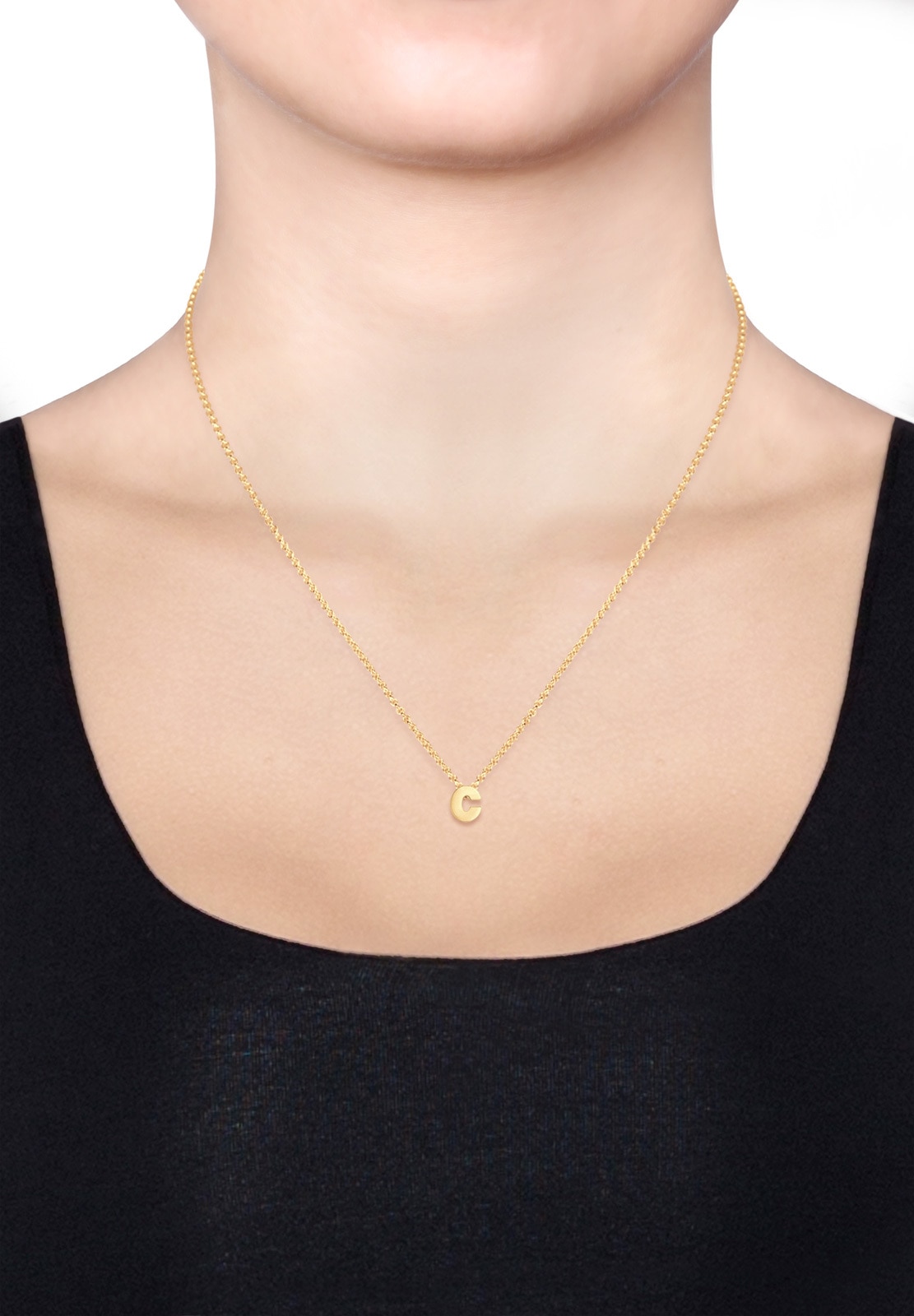 Elli Kette mit Anhänger »Halskette Buchstabe C Initialen Trend Minimal 925 Silber«