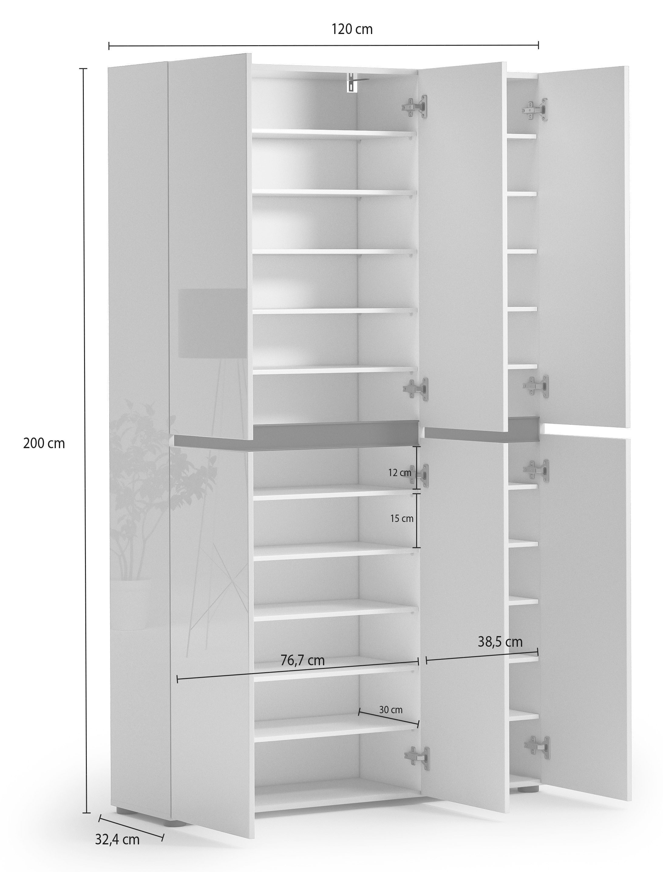 INOSIGN Schuhschrank »Mister« Breite 120 cm, Höhe 200 cm, 6 Türen