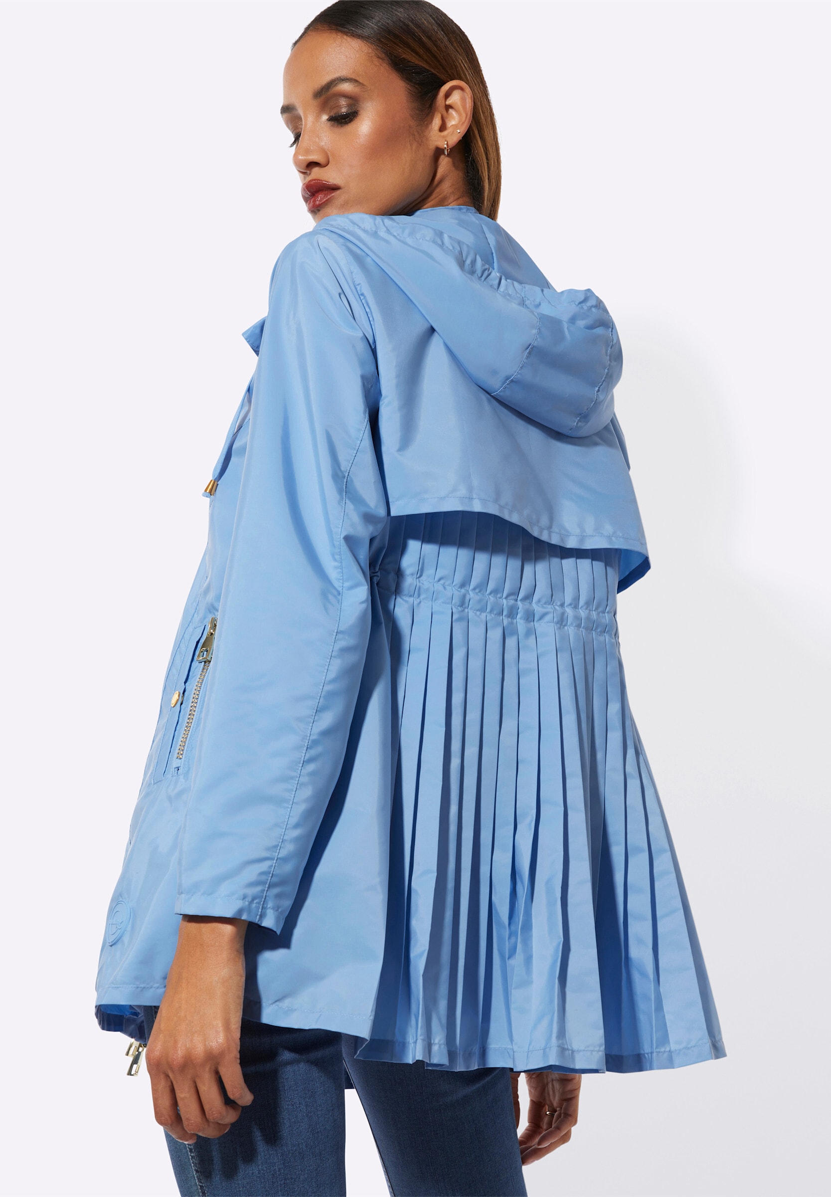 creation L Kurzjacke »Jacke Übergangsjacke mit Tunnelzug auf Taillenhöhe hinten« Abnehmbare Kapuze