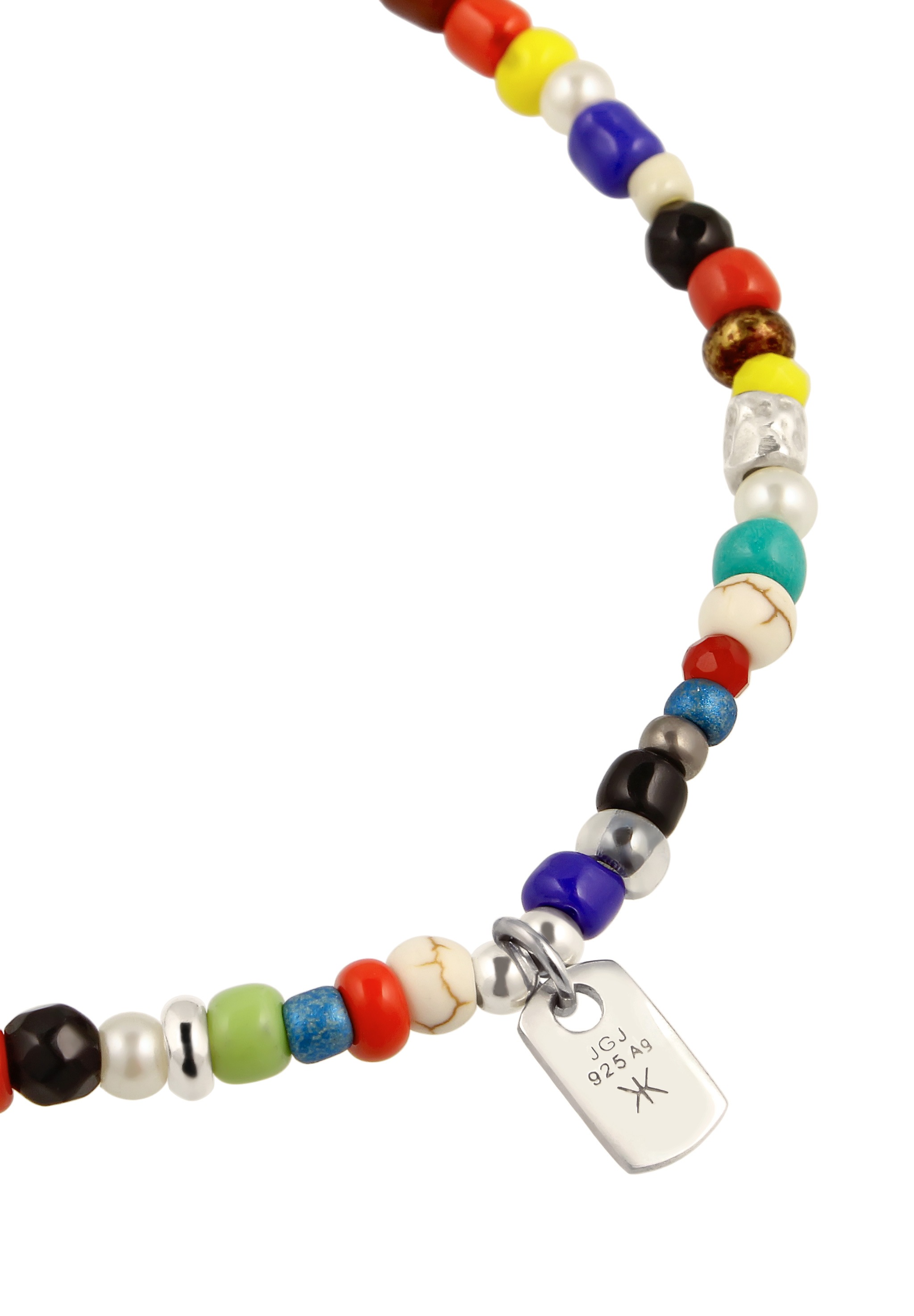 Kuzzoi Armkette »Armband Perlen Synthetischer Achat Synthetischer Howlite Schwarz 925 Sterling Silber«
