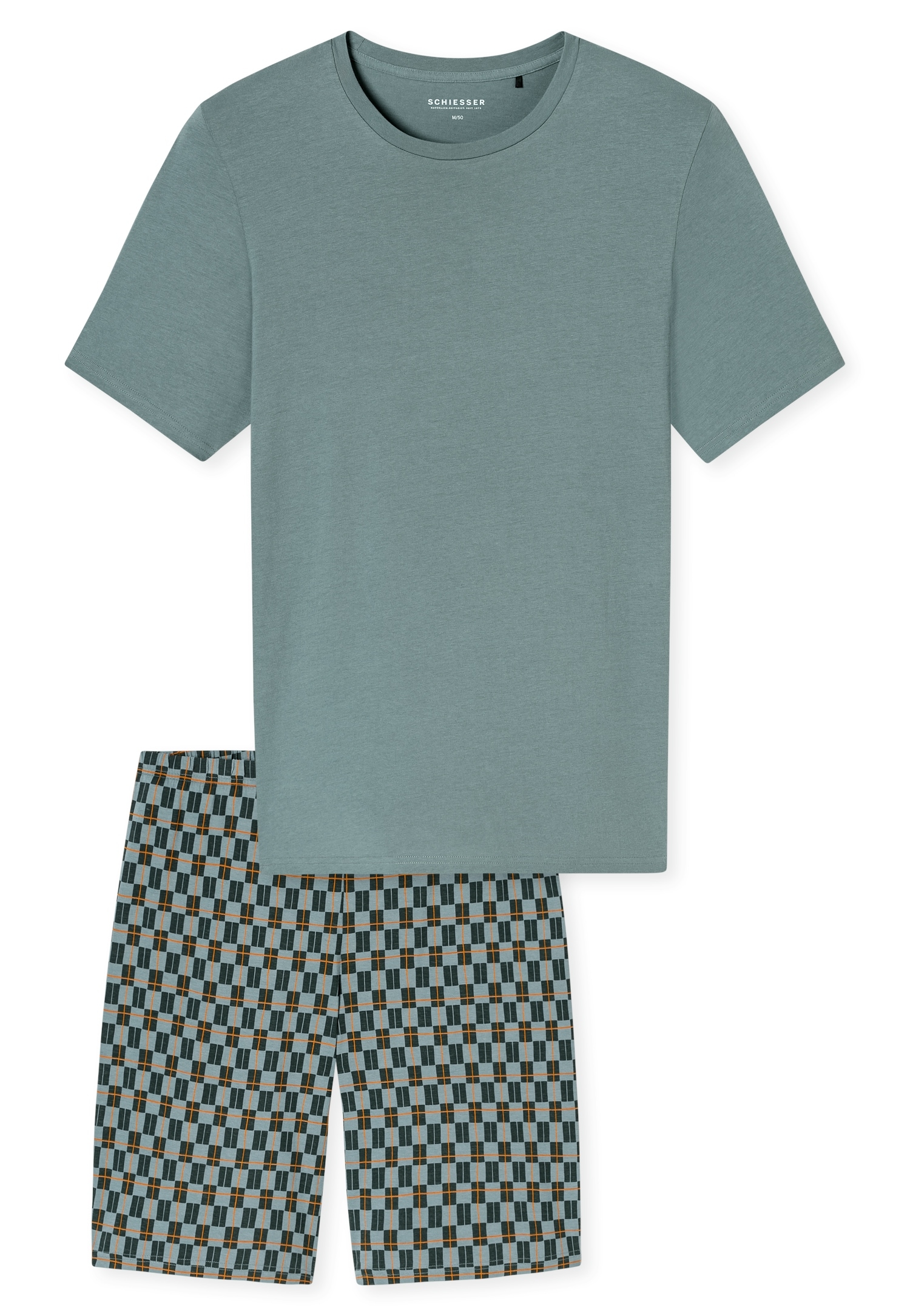 Schiesser Shorty »Casual Essentials« 2 tlg. mit unifarbenem Oberteil und gemusterter Hose