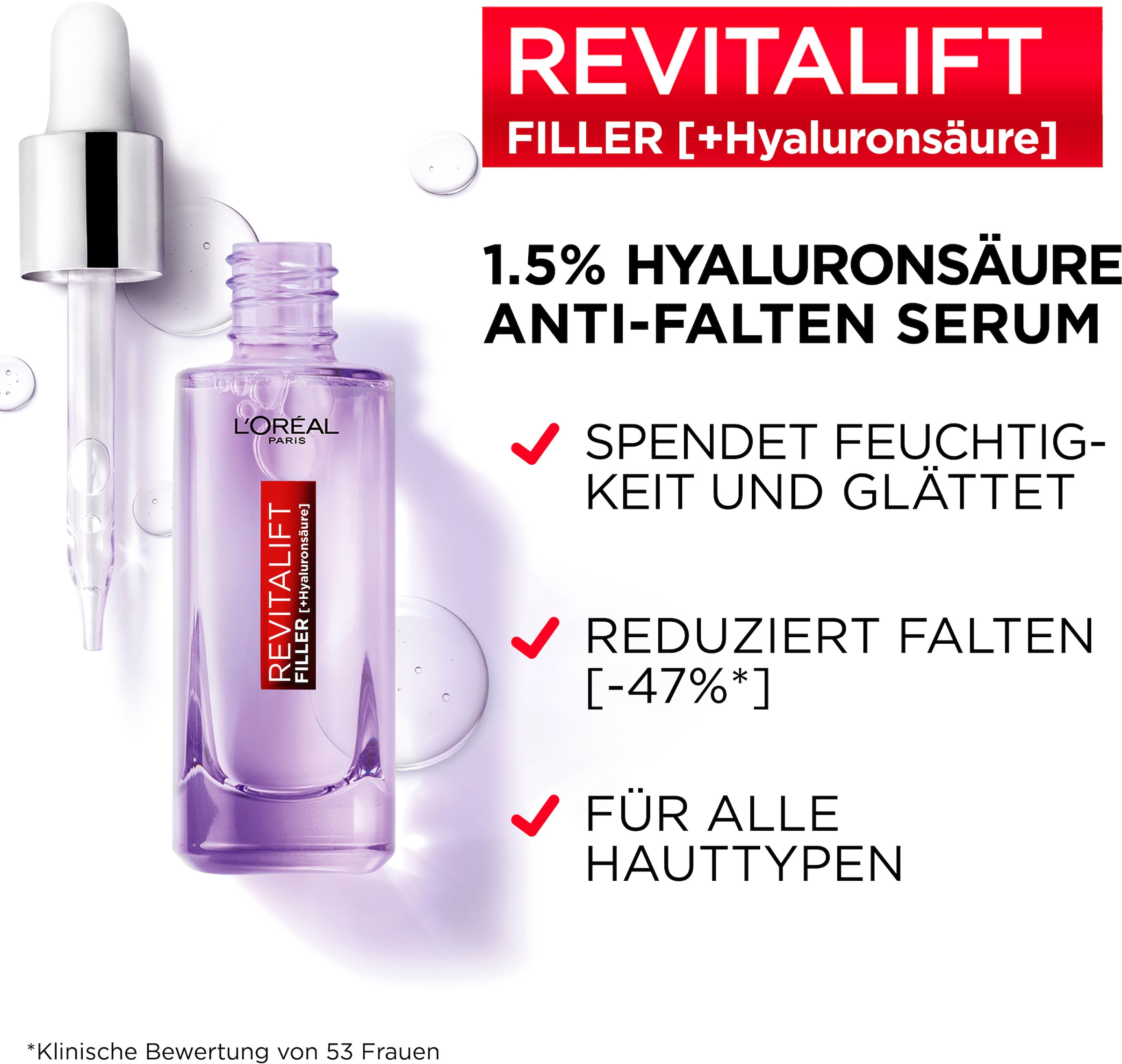 L'ORÉAL PARIS Gesichtsserum »Revitalift Filler Anti-Falten«, mit hoher Wirksamkeit