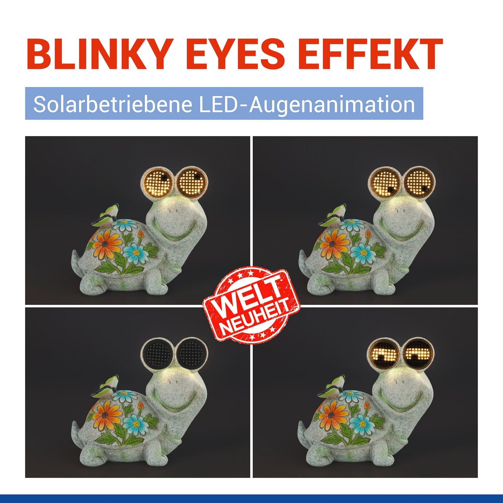 Maximex LED Dekofigur »Modell Blinky Eyes Schildkröte« Warmweiß solarbetriebene Gartenfigur mit leuchtenden Augen, für Garten & Balkon