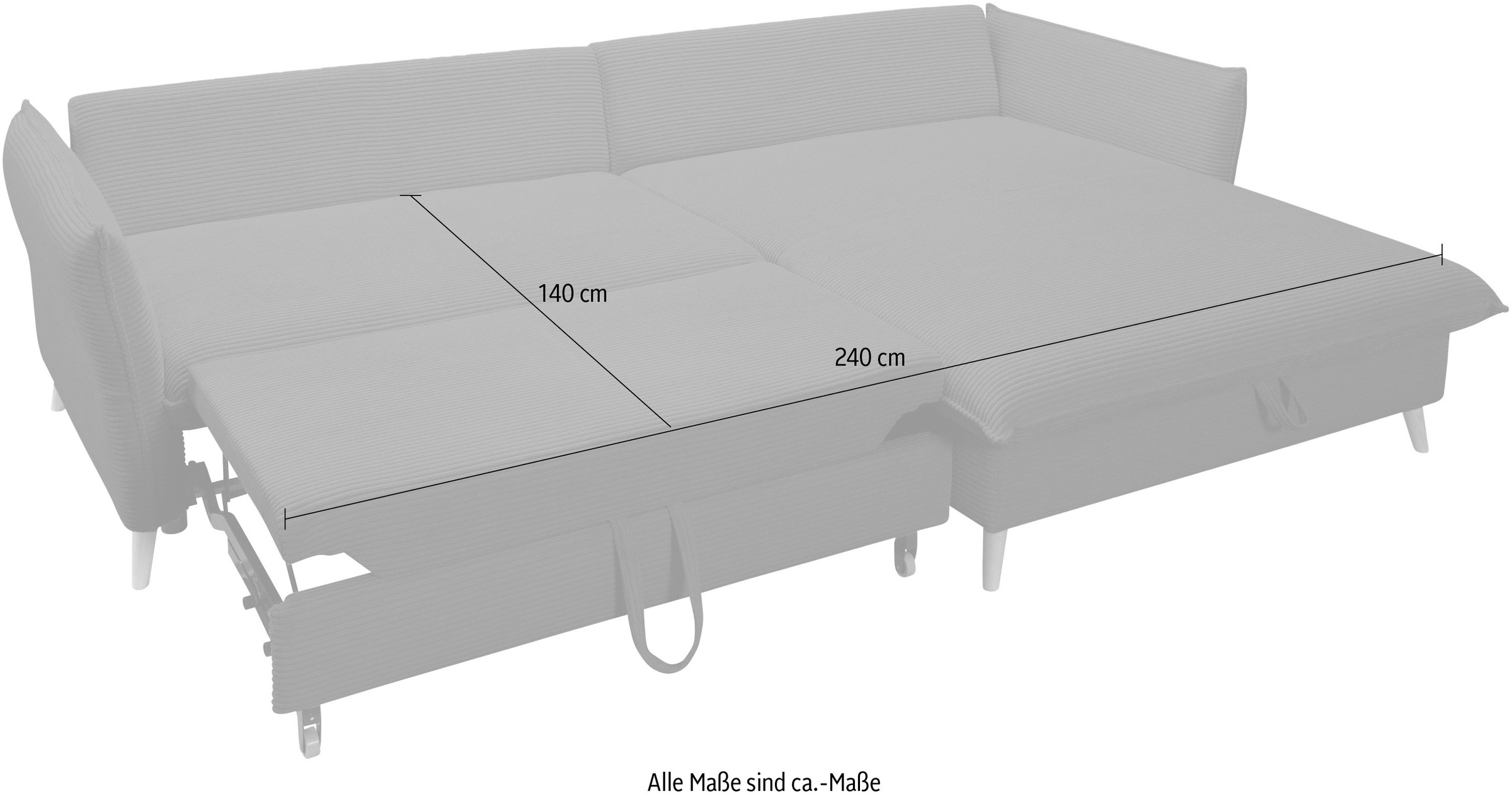 exxpo - sofa fashion Ecksofa »WALPY, elegant und modern, hoher Sitzkomfort, schmale Armlehnen«, L-Form, wahlweise mit Bettfunktion und Bettkasten, in Cord