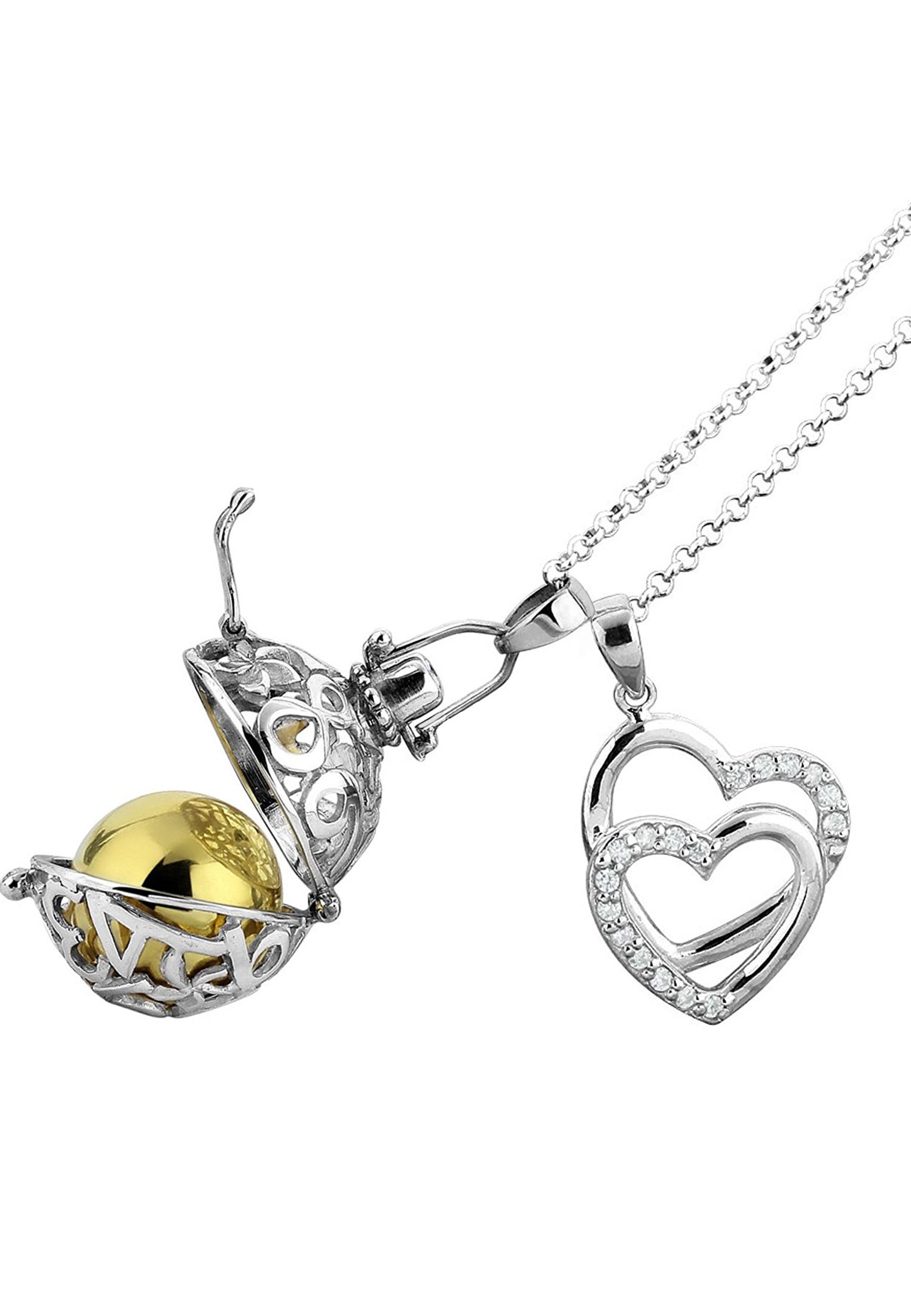 Nenalina Lange Kette »Halskette Engelsflüsterer Zirkonia Herz Liebe 925 Silber«