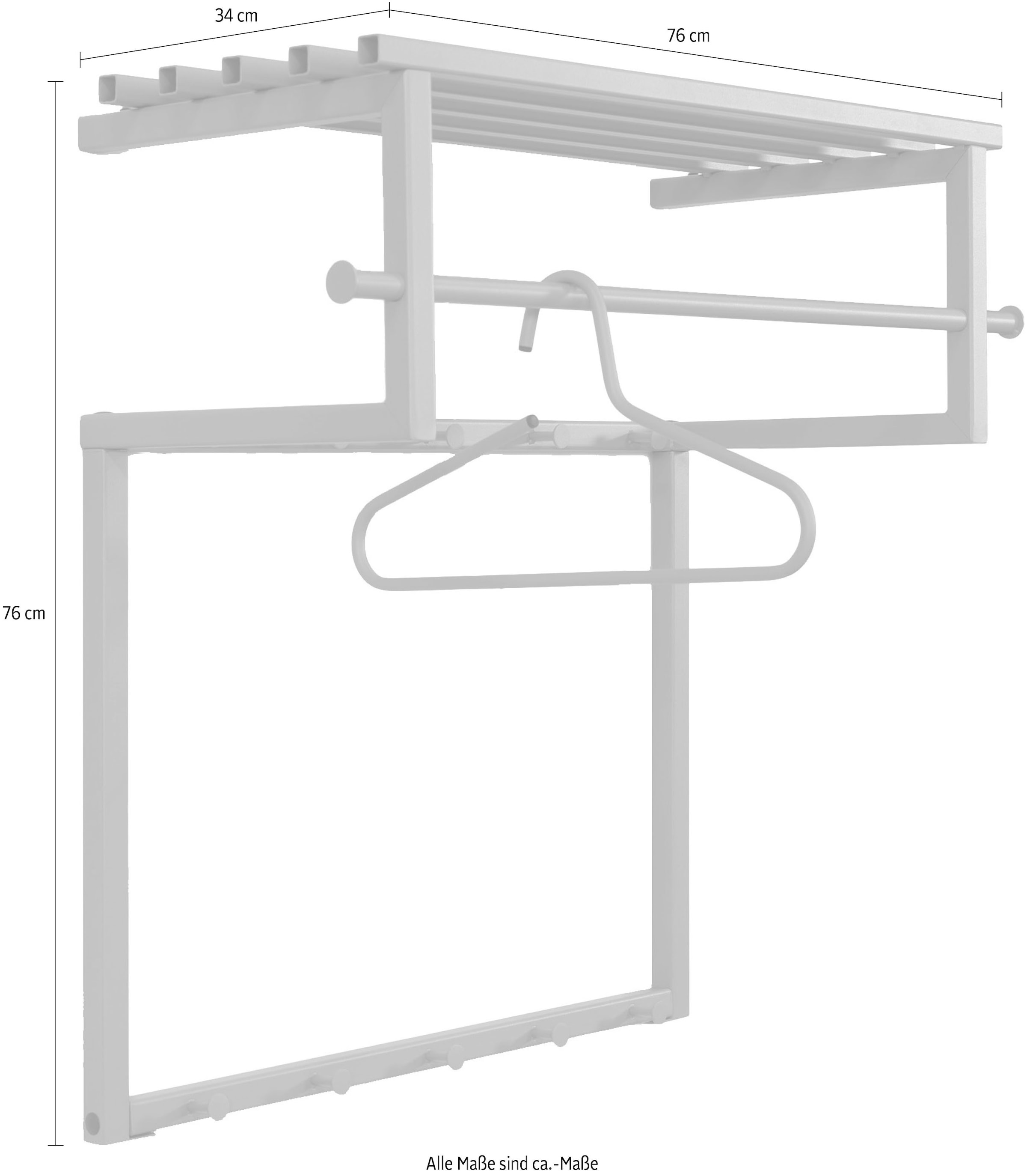 Spinder Design Garderobenleiste »RIZZOLI«, (1 St.), Familiengarderobe aus Stahl mit 10 Haken, Hutablage und Kleiderstange