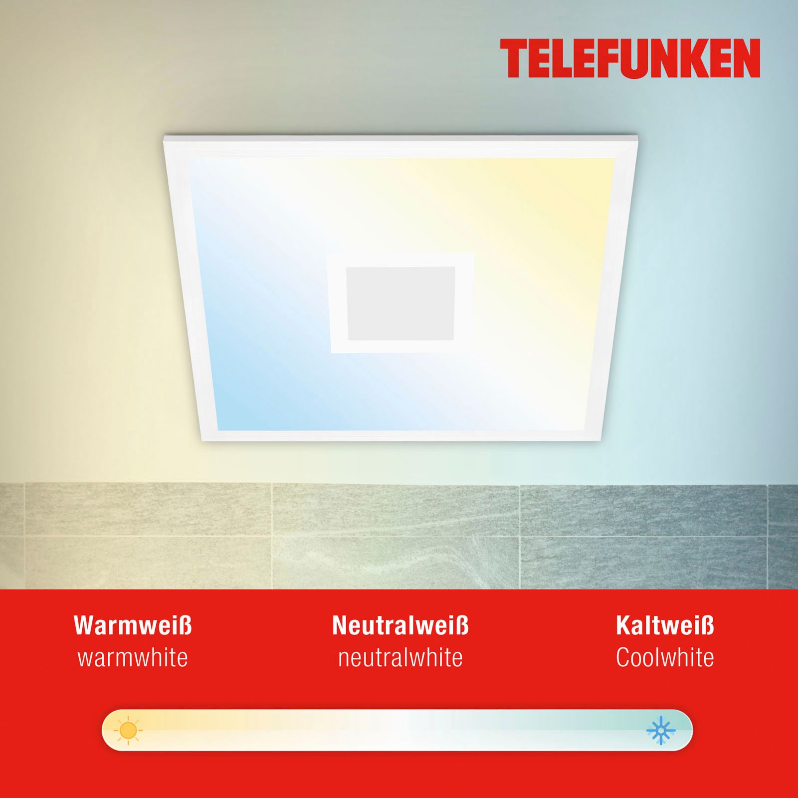 Telefunken LED Panel »319106TF CENTERLIGHT«, Leuchtmittel LED-Board | LED fest integriert, Deckenleuchte, Panel, CCT, RGB Beleuchtung, 24W 2400lm, 44,5 cm