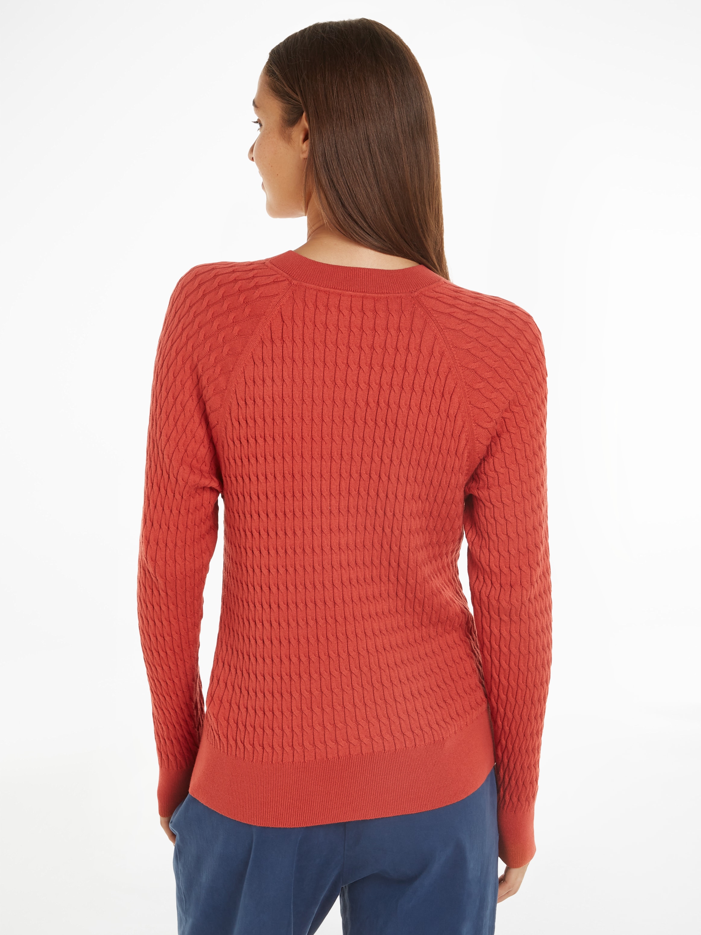 Tommy Hilfiger Rundhalspullover »CO CABLE C-NK SWEATER«, mit Zopfmuster