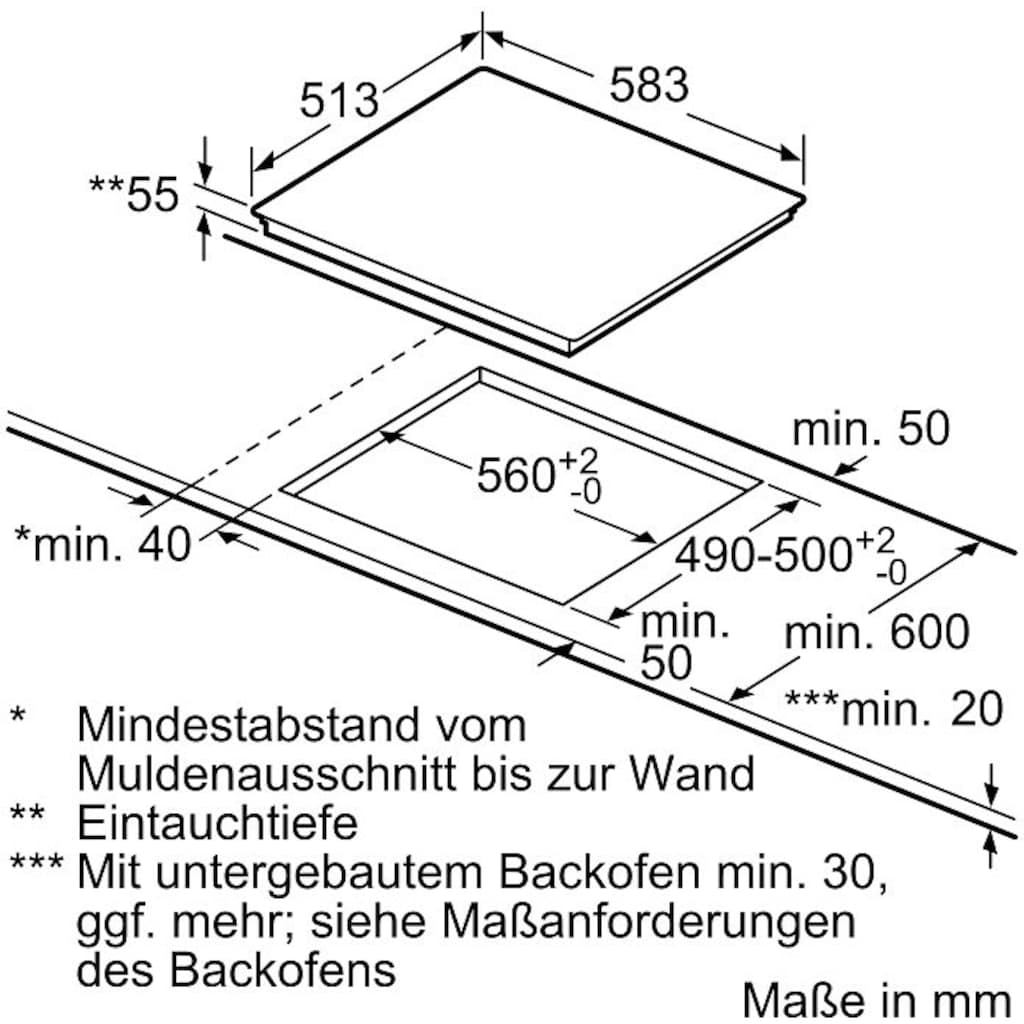 SIEMENS Induktions-Kochfeld von SCHOTT CERAN®, EH645FFB1E, mit Energieverbrauchsanzeige