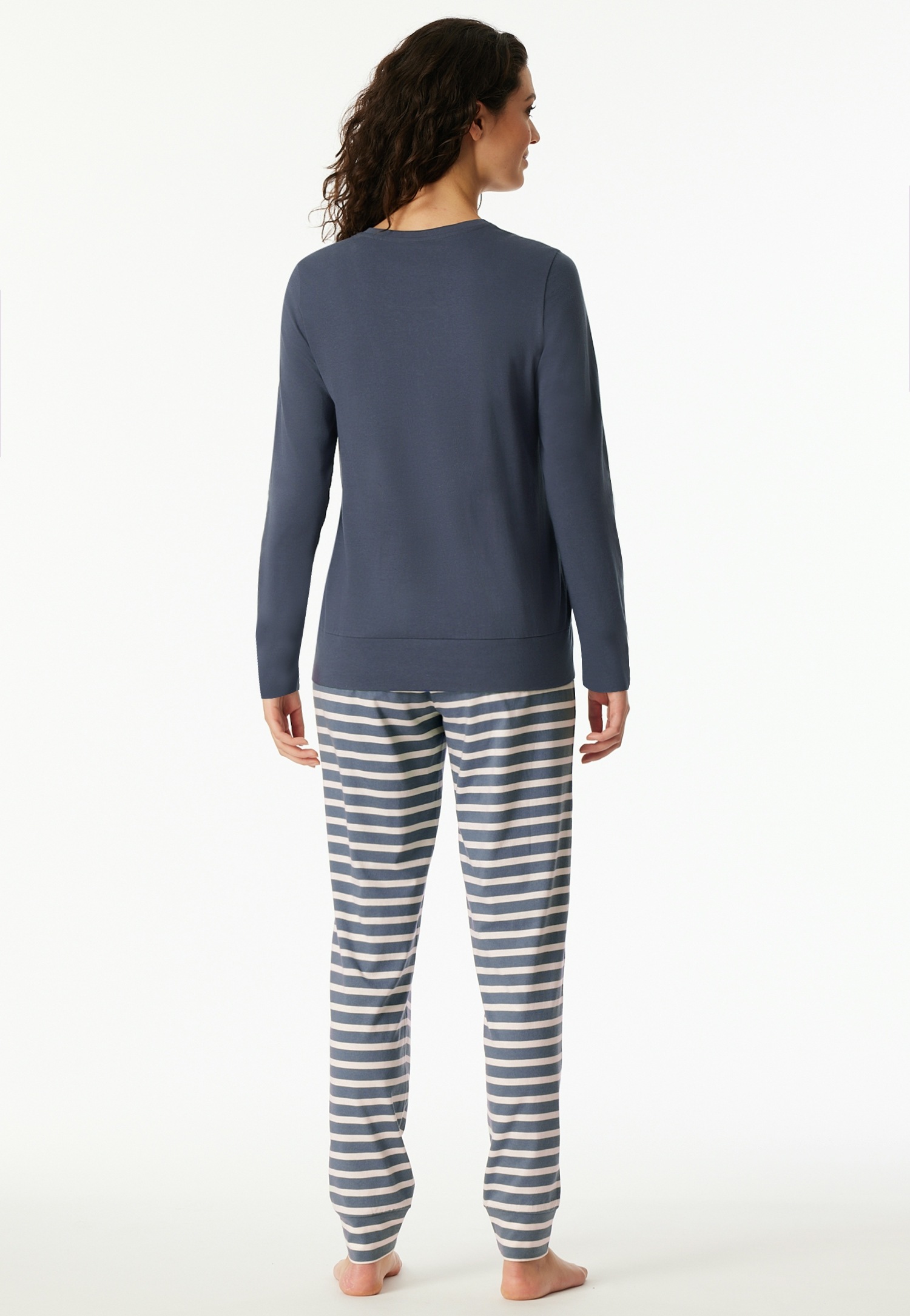 Schiesser Schlafanzug »Casual Essentials«, (2 tlg.), Baumwolle, Rundhalsausschnitt, langärmelig