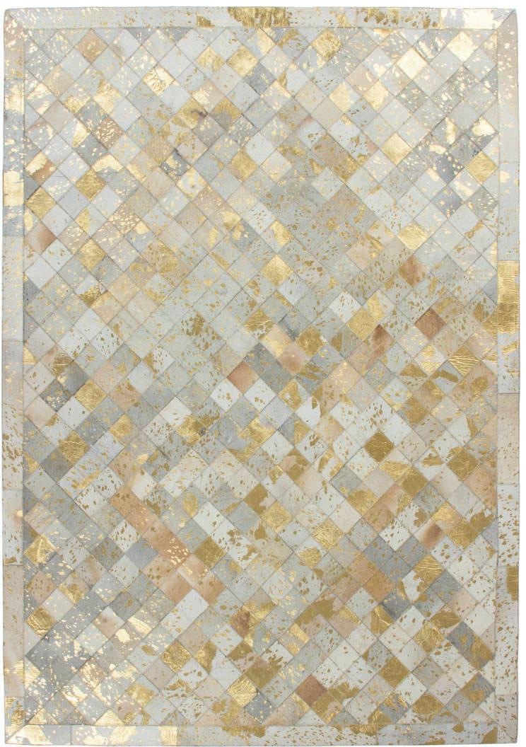 Kayoom Lederteppich »Lavish 210 - Fellteppich«, rechteckig, 8 mm Höhe, 100% Rindsleder, Patchwork-Dessin, Wohnzimmer