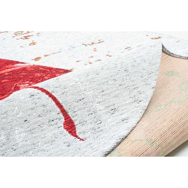 Sansibar Teppich »Keitum 014«, rund, Flachgewebe, modernes Design, Motiv  Totenkopf & gekreuzte Säbel online bei OTTO