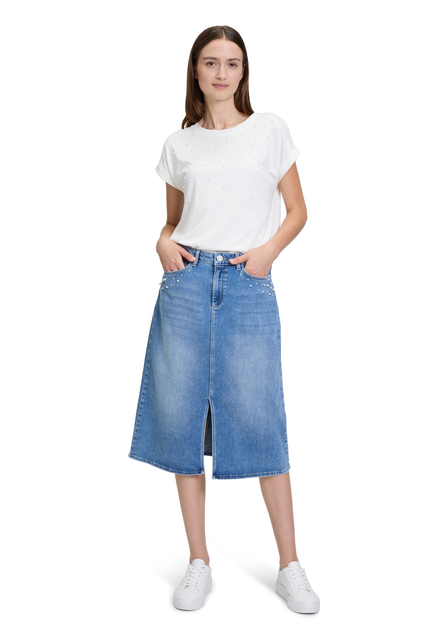Betty&Co Kurzarmshirt »Casual-Shirt mit Perlen«