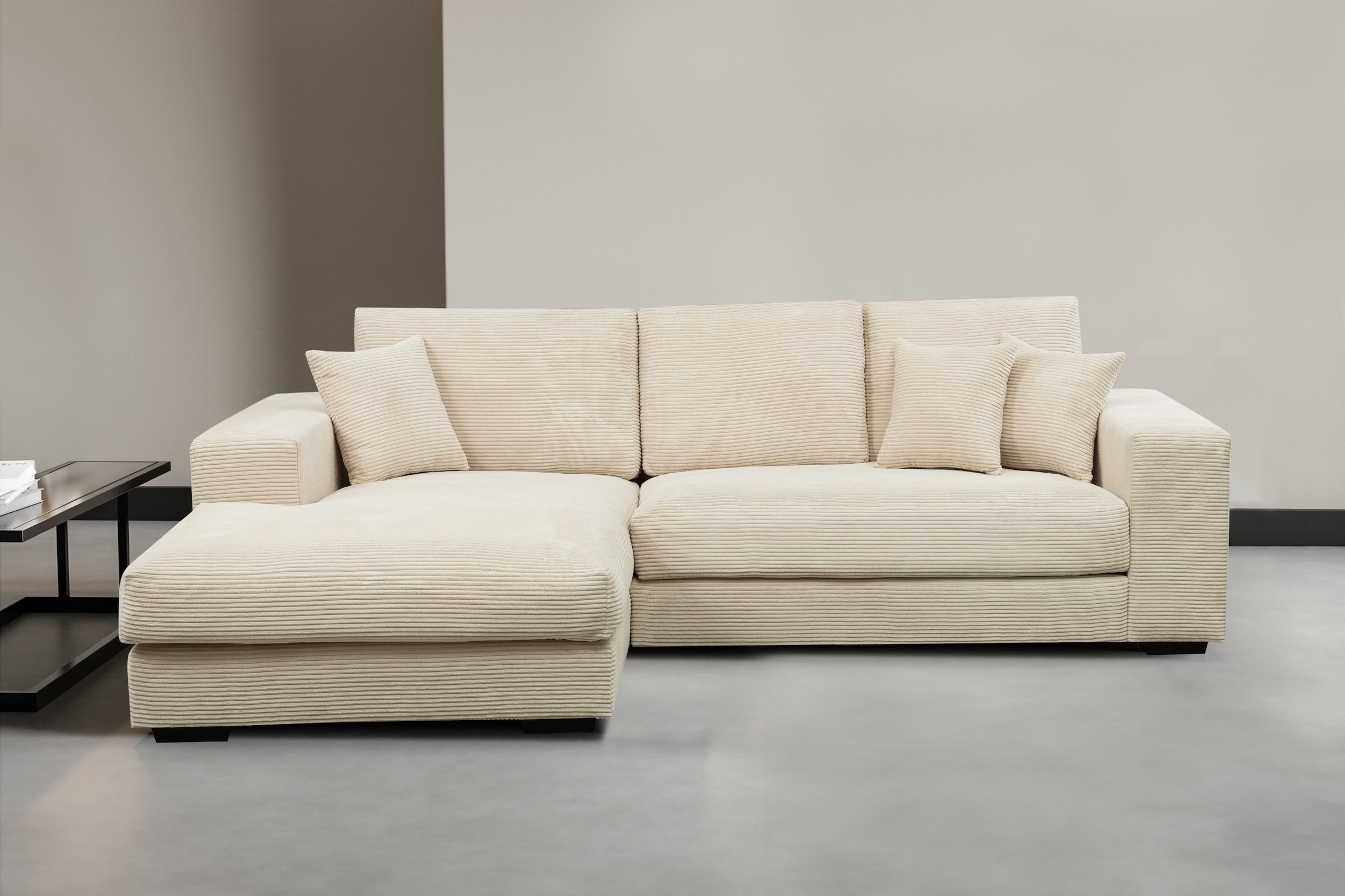 WERK2 Ecksofa »Eden modern und zeitlos, geschmackvolles Sofa, Breite 286cm, L-Form«, Design Ecksofa in Cord mit besonders weichem Sitzkomfort